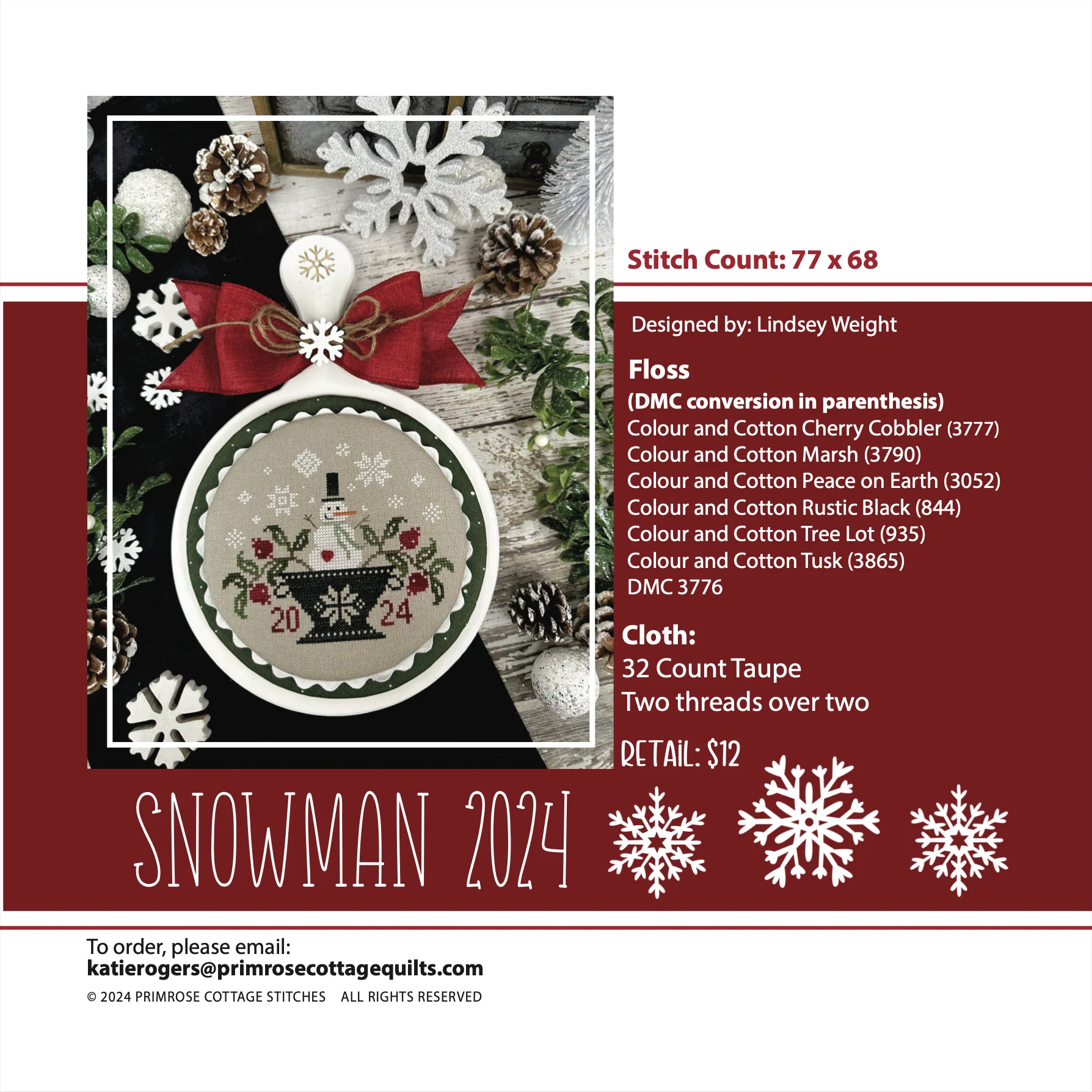 2024 Snowman Cross Stitch Pattern - Image 3