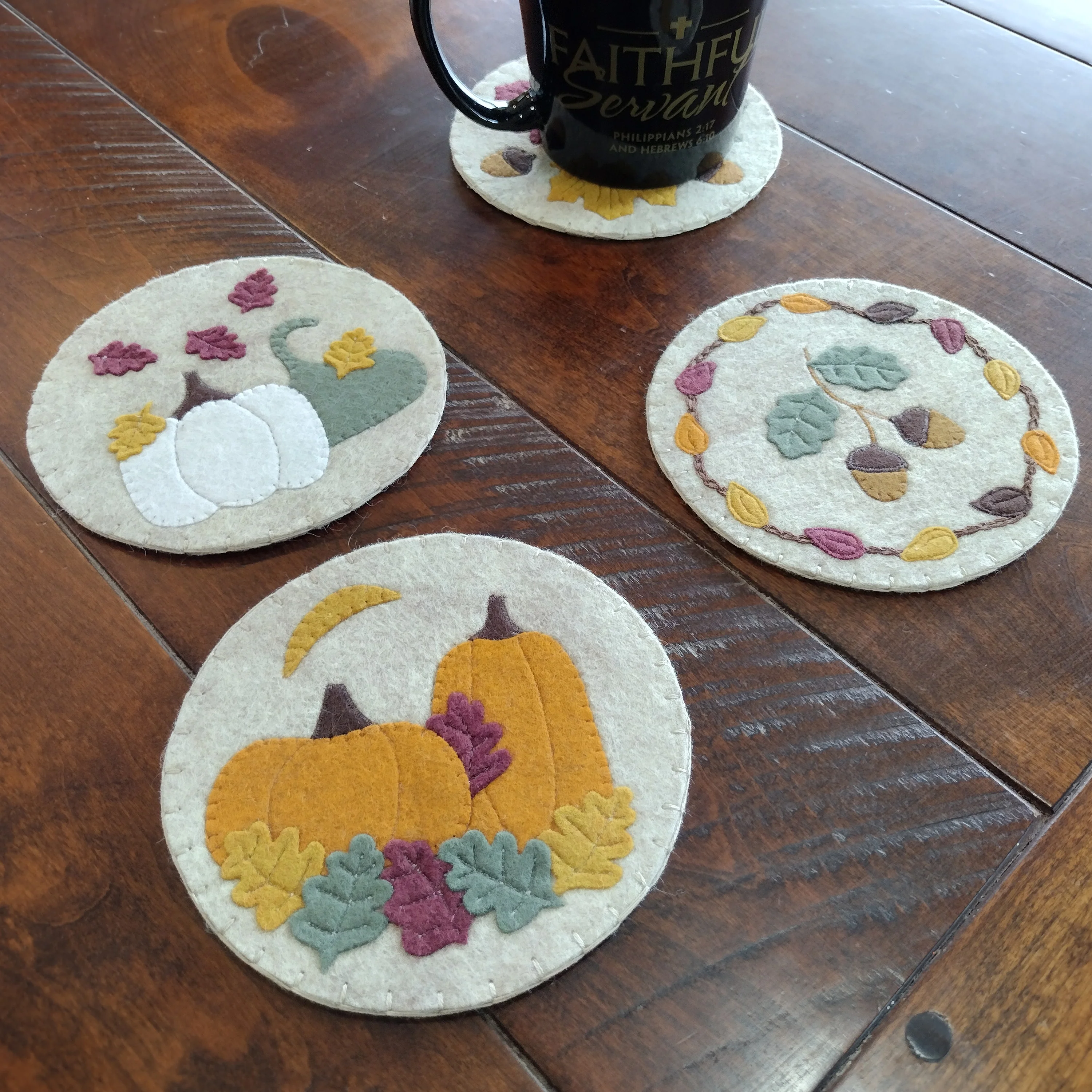Autumn Coasters Wool Felt Appliqué Kit - Image 2
