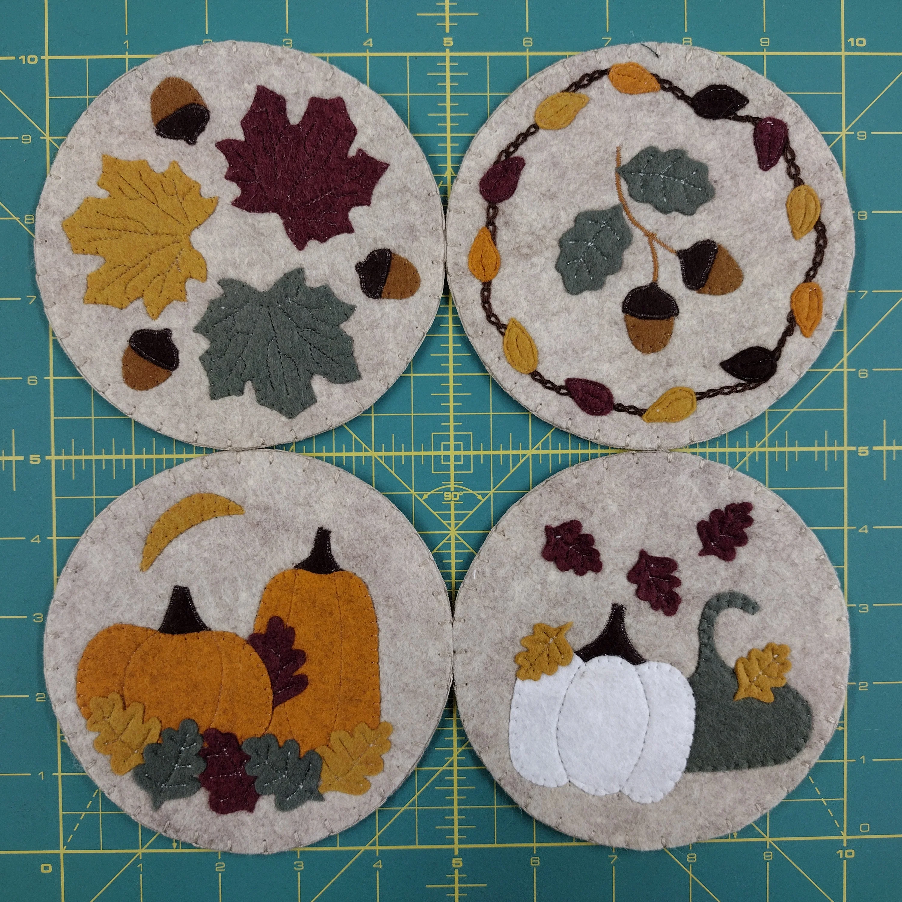 Autumn Coasters Wool Felt Appliqué Kit - Image 3
