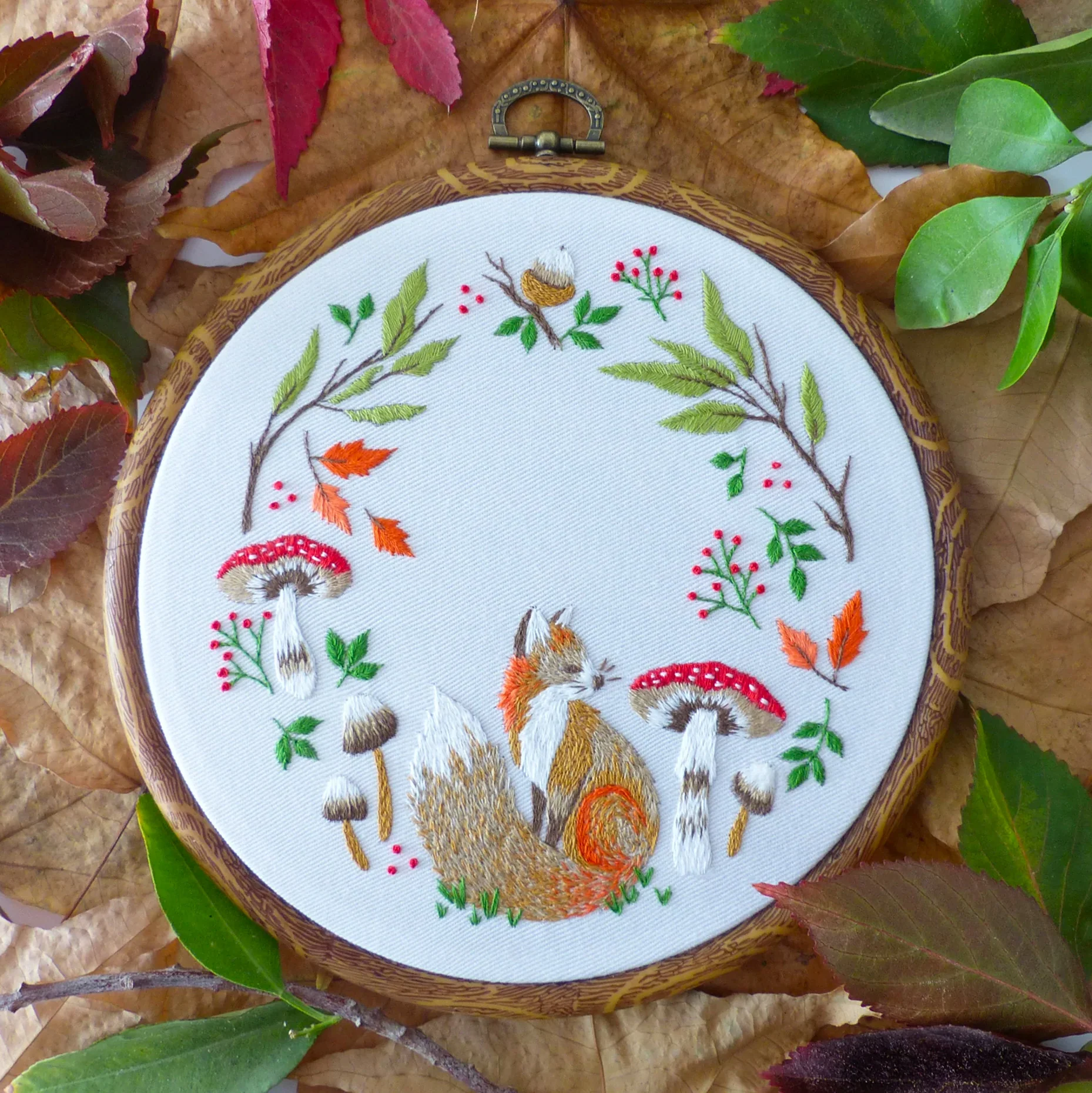 Autumn Fox Hand Embroidery Kit