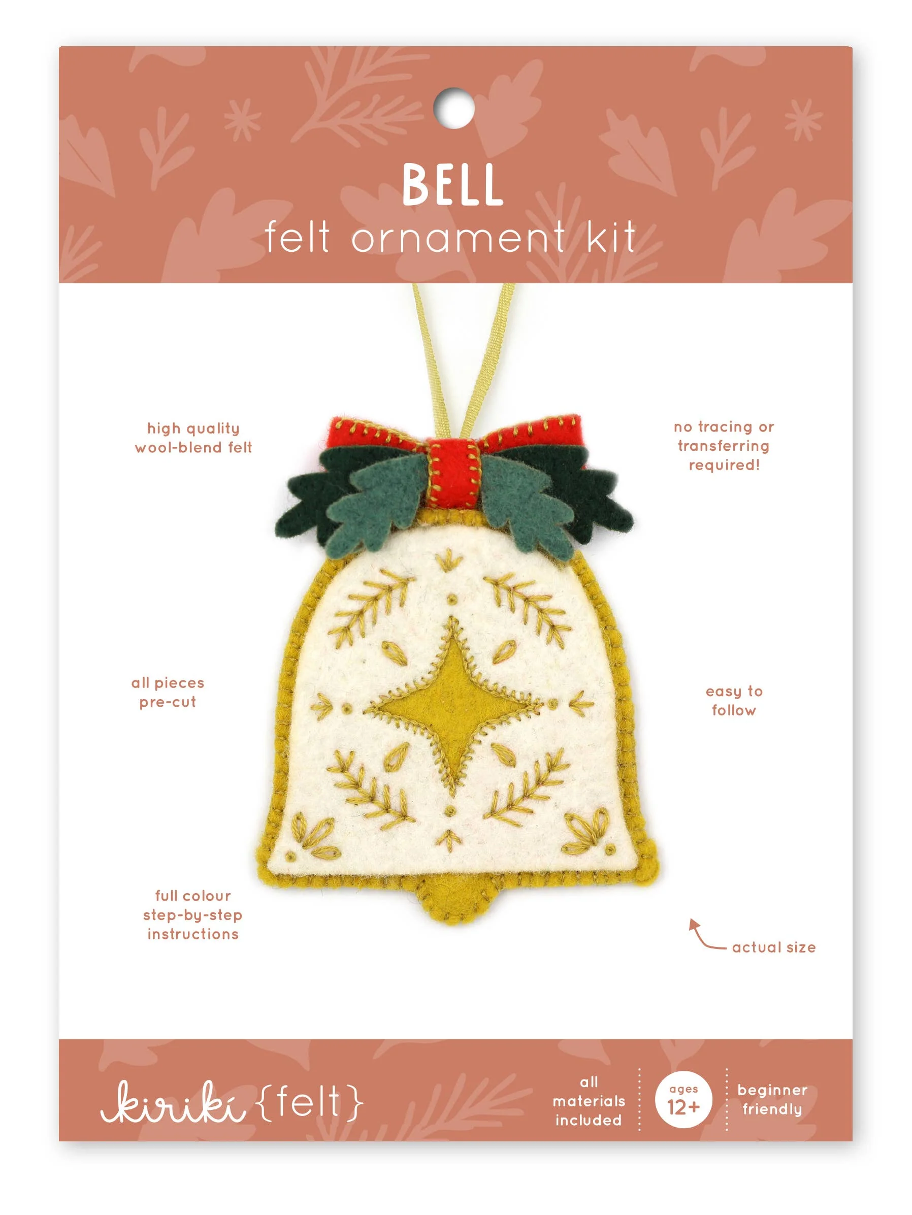 Hand Embroidered Felt Ornament Kit - Bell - Image 2