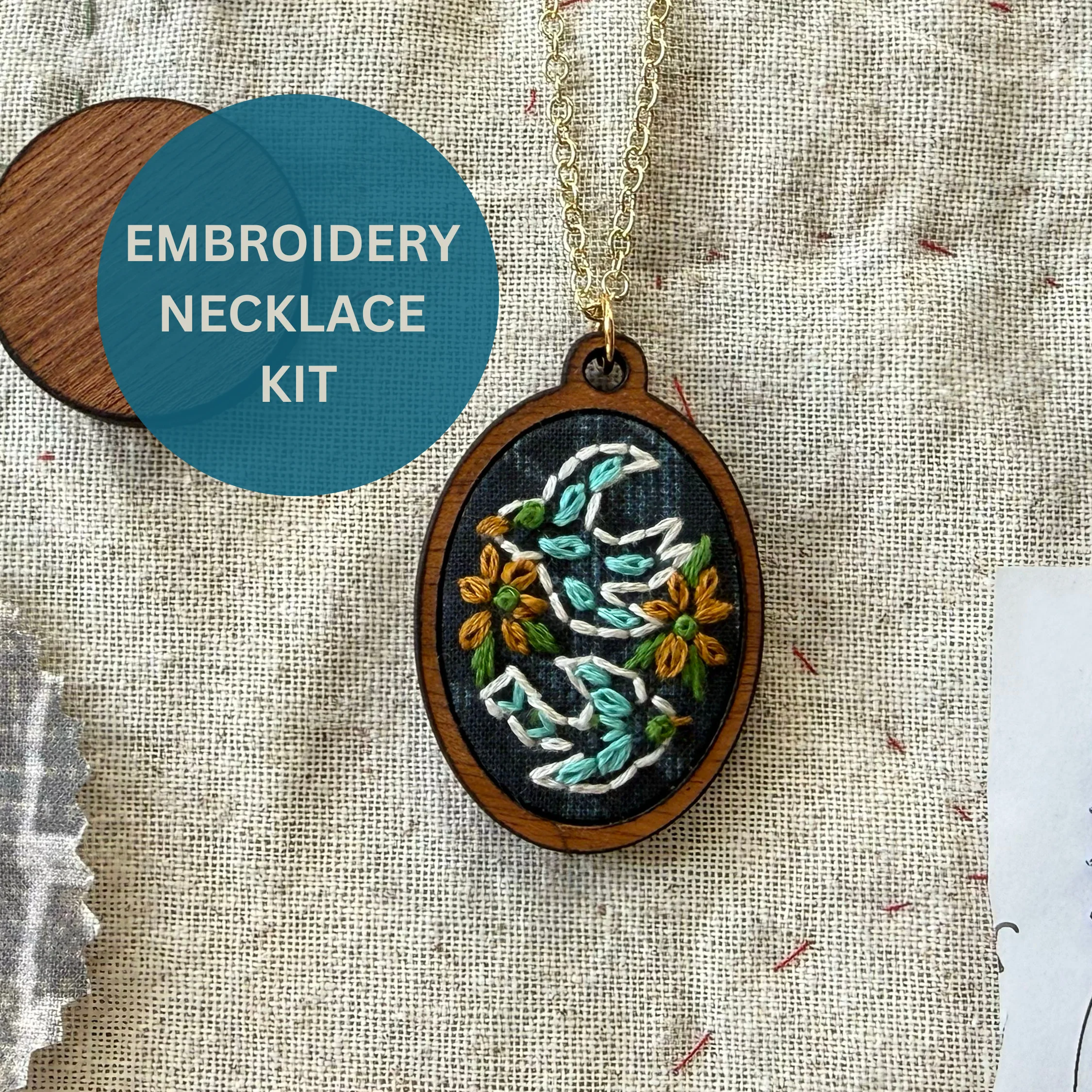 Hand Embroidery Necklace Kit - Birds - Image 4