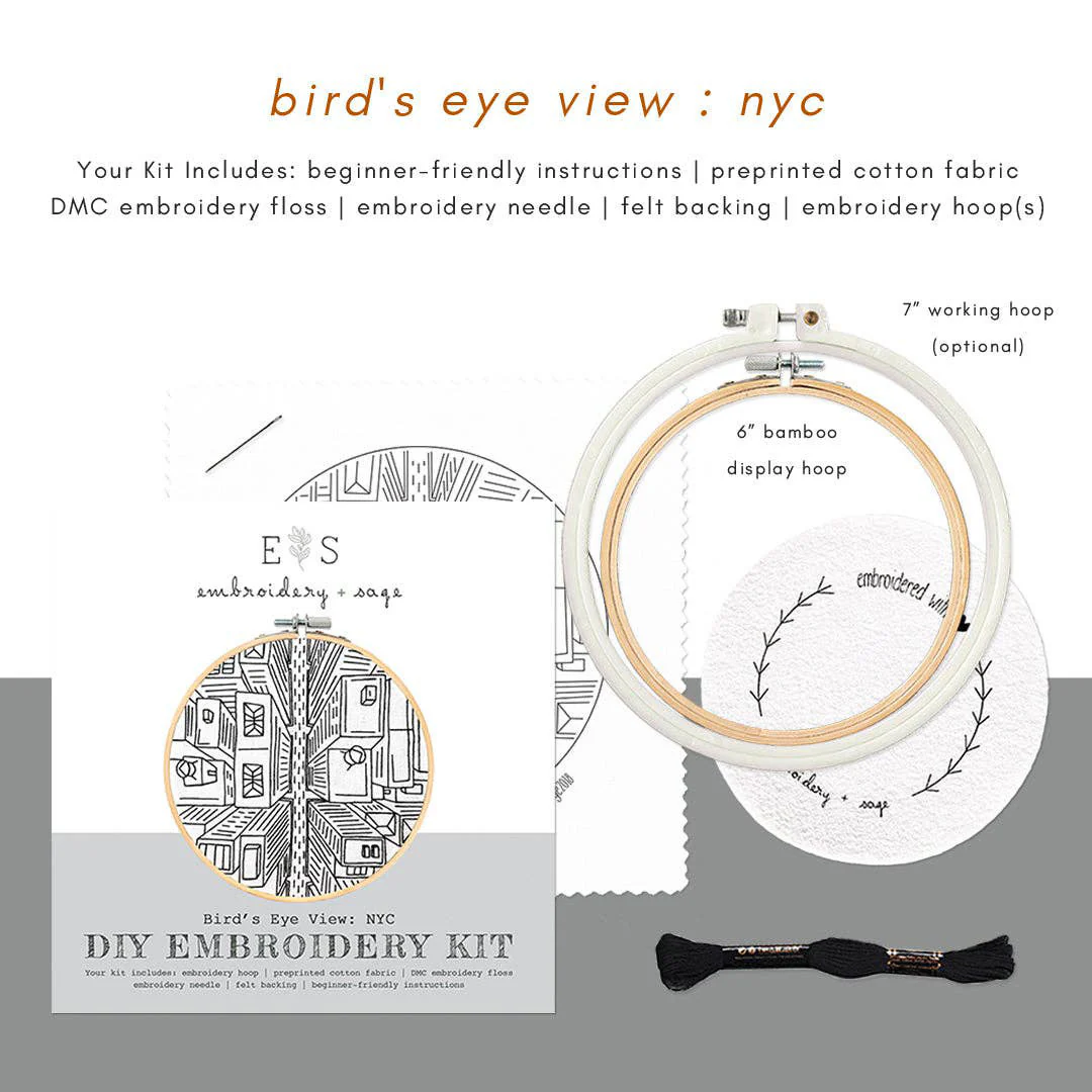 New York City Hand Embroidery Kit - Bird's Eye View - Image 4