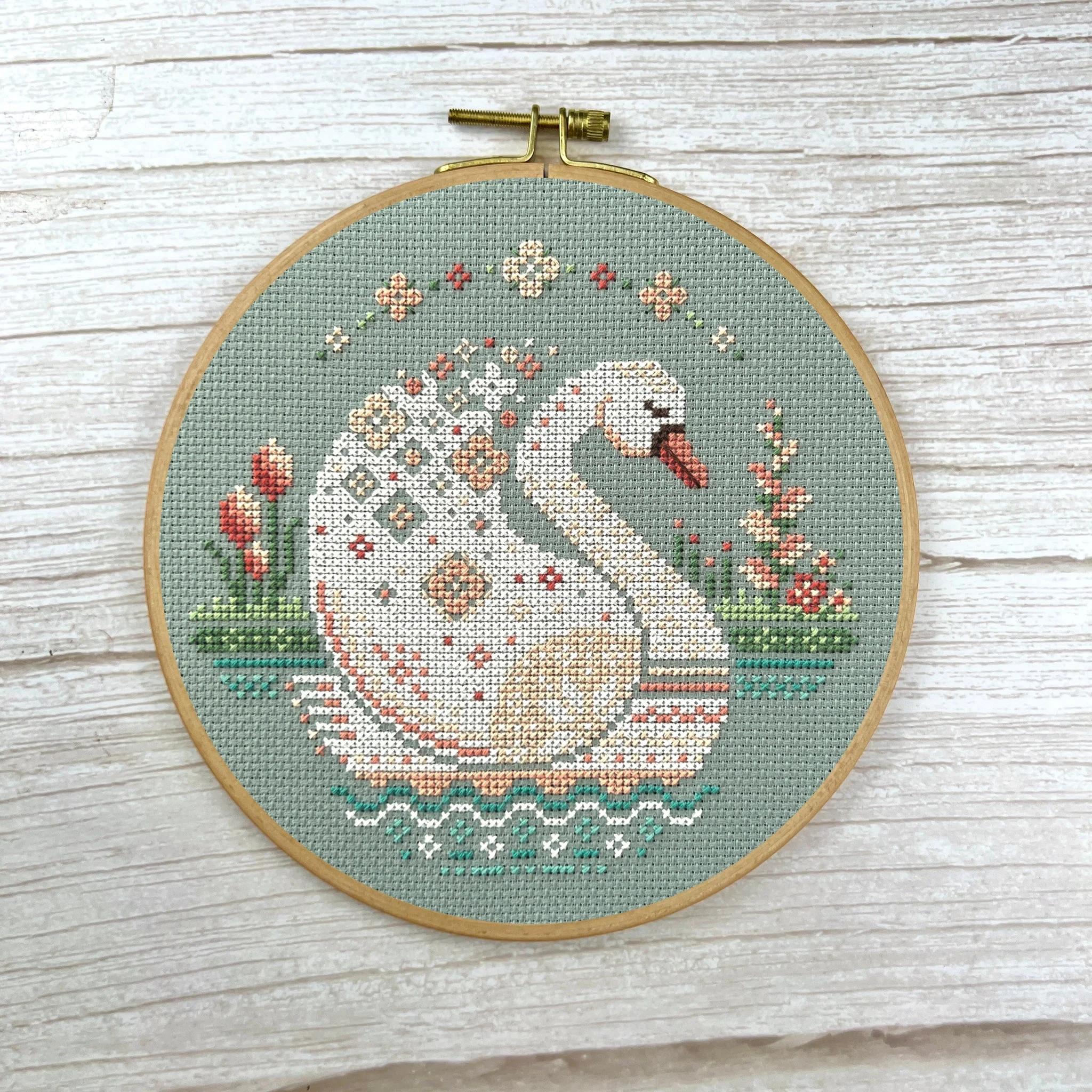 Blooming Swan Cross Stitch Pattern - Image 3