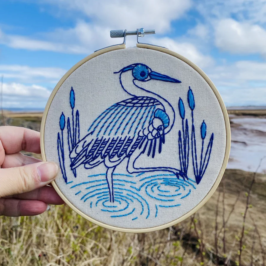 Blue Heron Hand Embroidery Kit - Image 3
