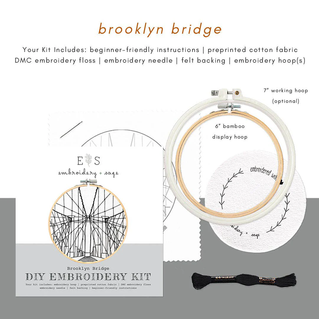 New York City Hand Embroidery Kit - Brooklyn Bridge - Image 4