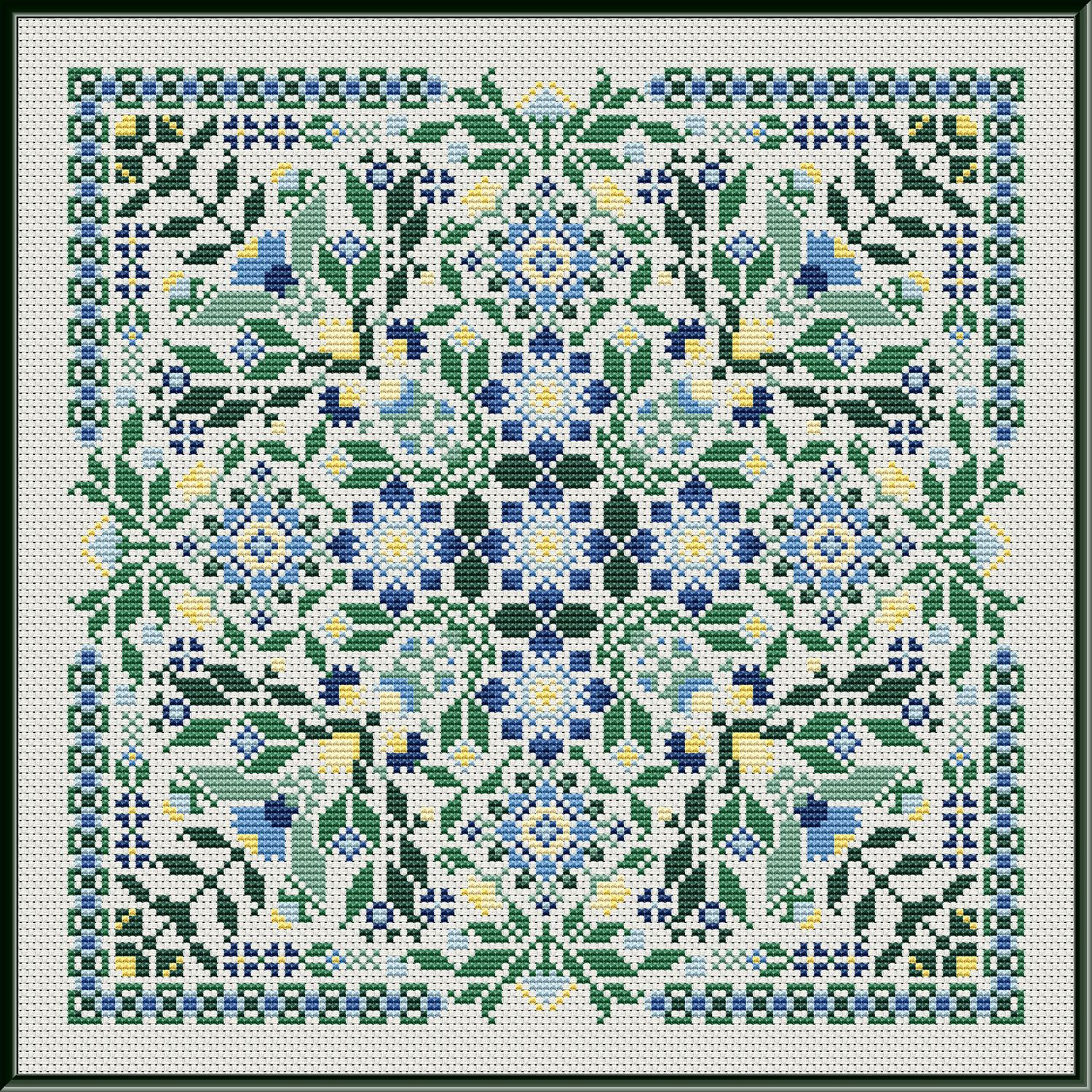Buttercream and Blue Cross Stitch Pattern