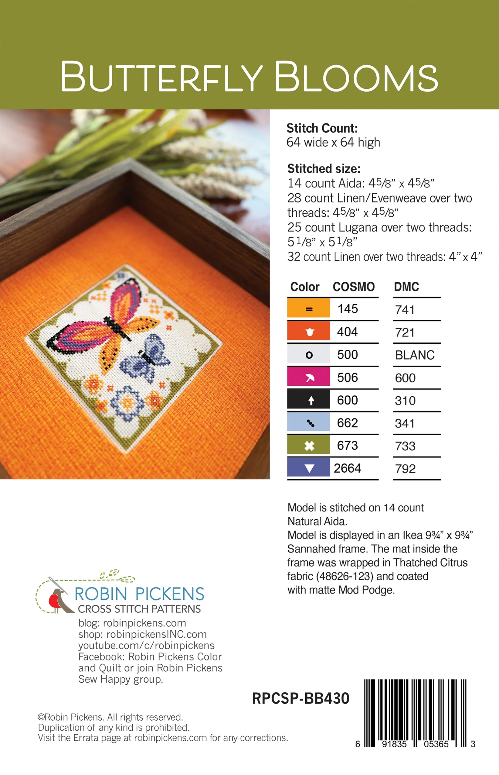 Butterfly Blooms Cross Stitch Pattern - Image 3