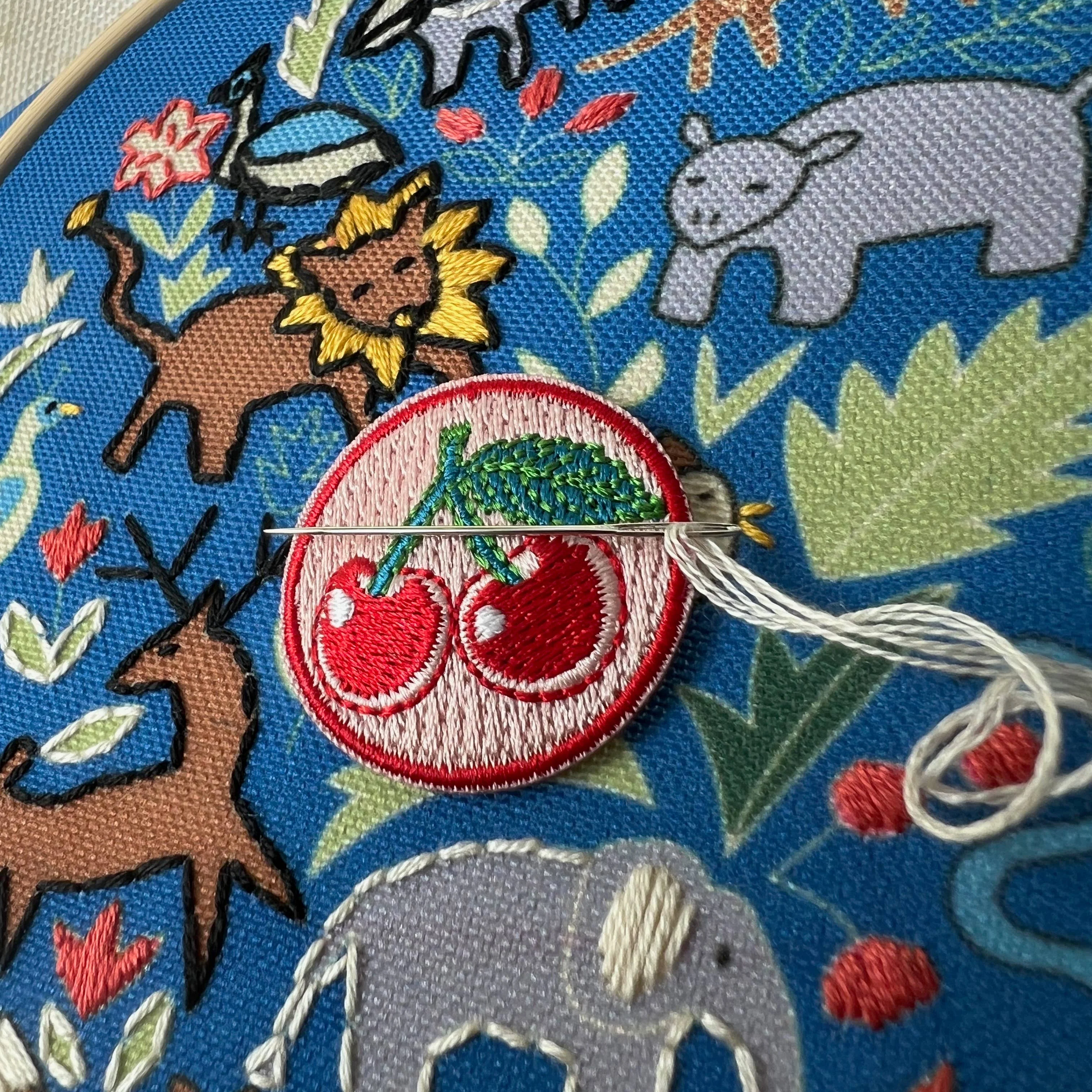 Embroidered Cherries Needle Minder - Image 3