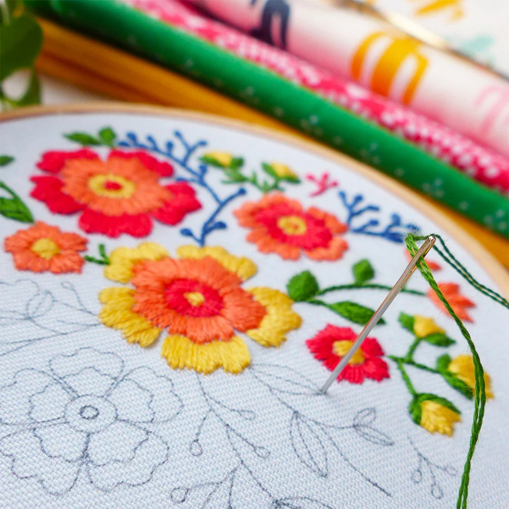 Colorful Flowers Mini Hoop Hand Embroidery Kit - Image 4