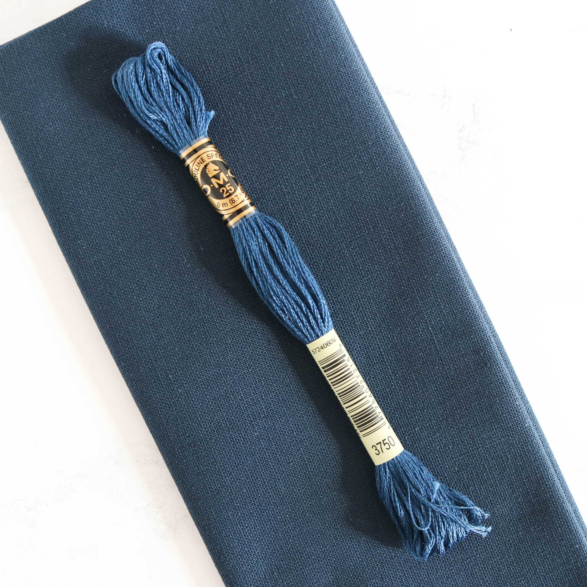 Cotton Hand Embroidery Fabric - Dark Navy - Image 4