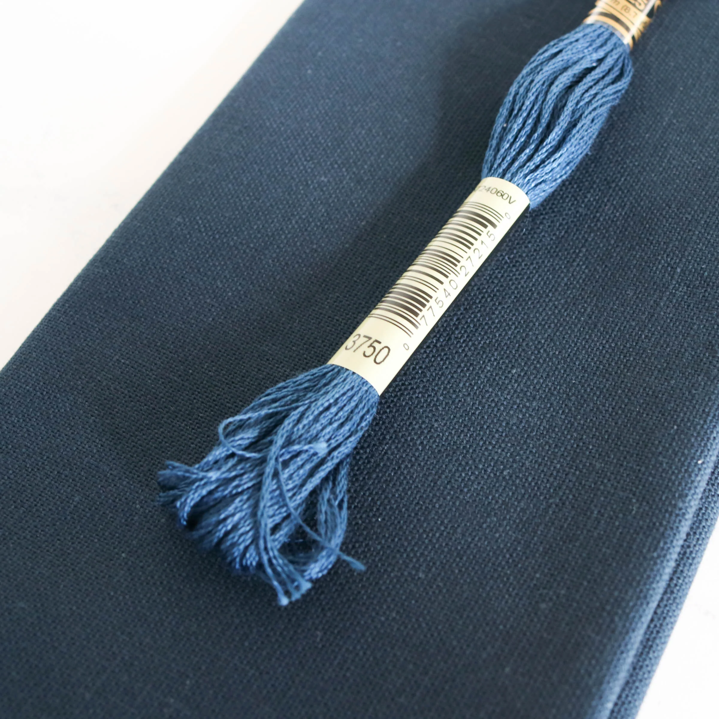 Cotton Hand Embroidery Fabric - Dark Navy - Image 5