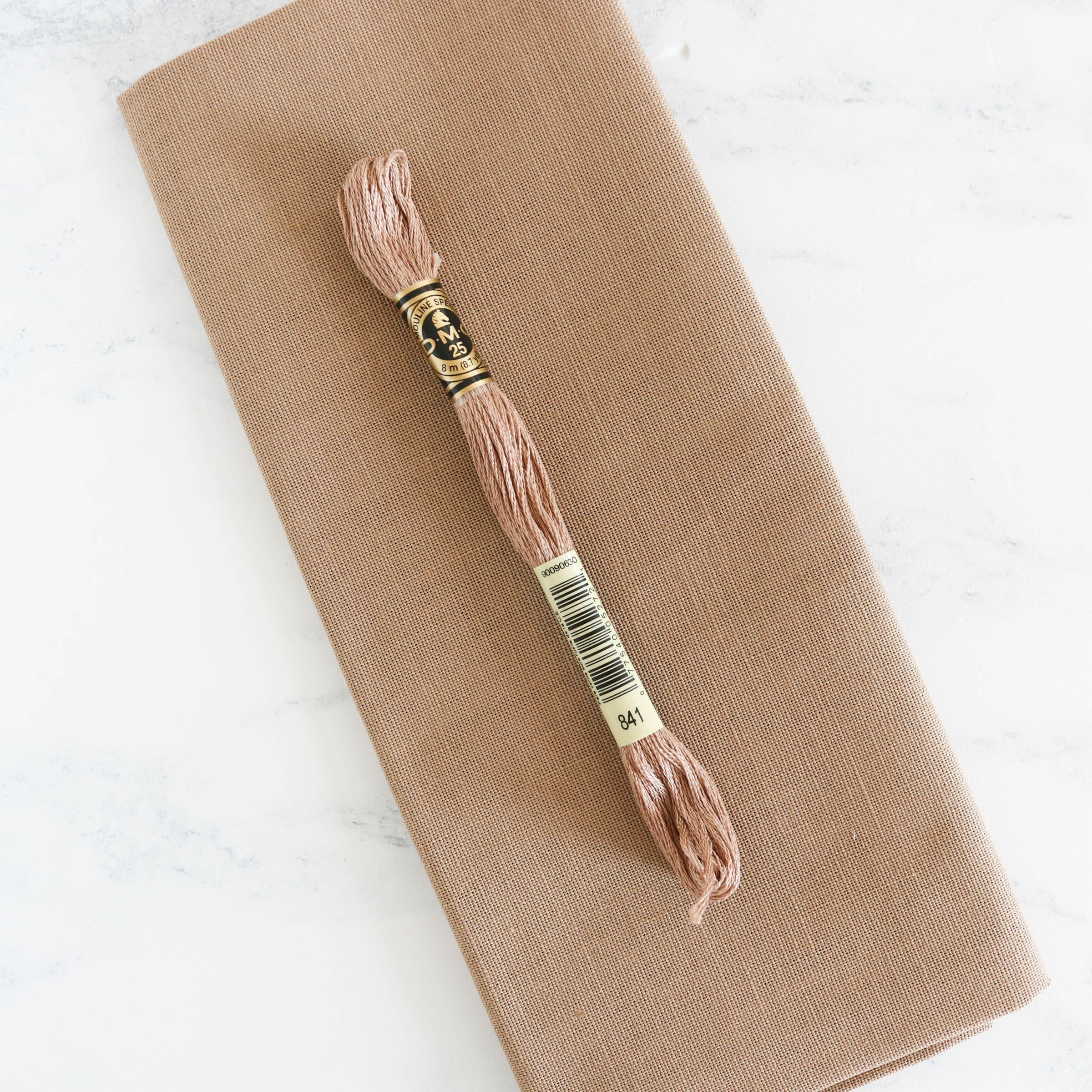 Cotton Hand Embroidery Fabric - Mocha Beige - Image 4