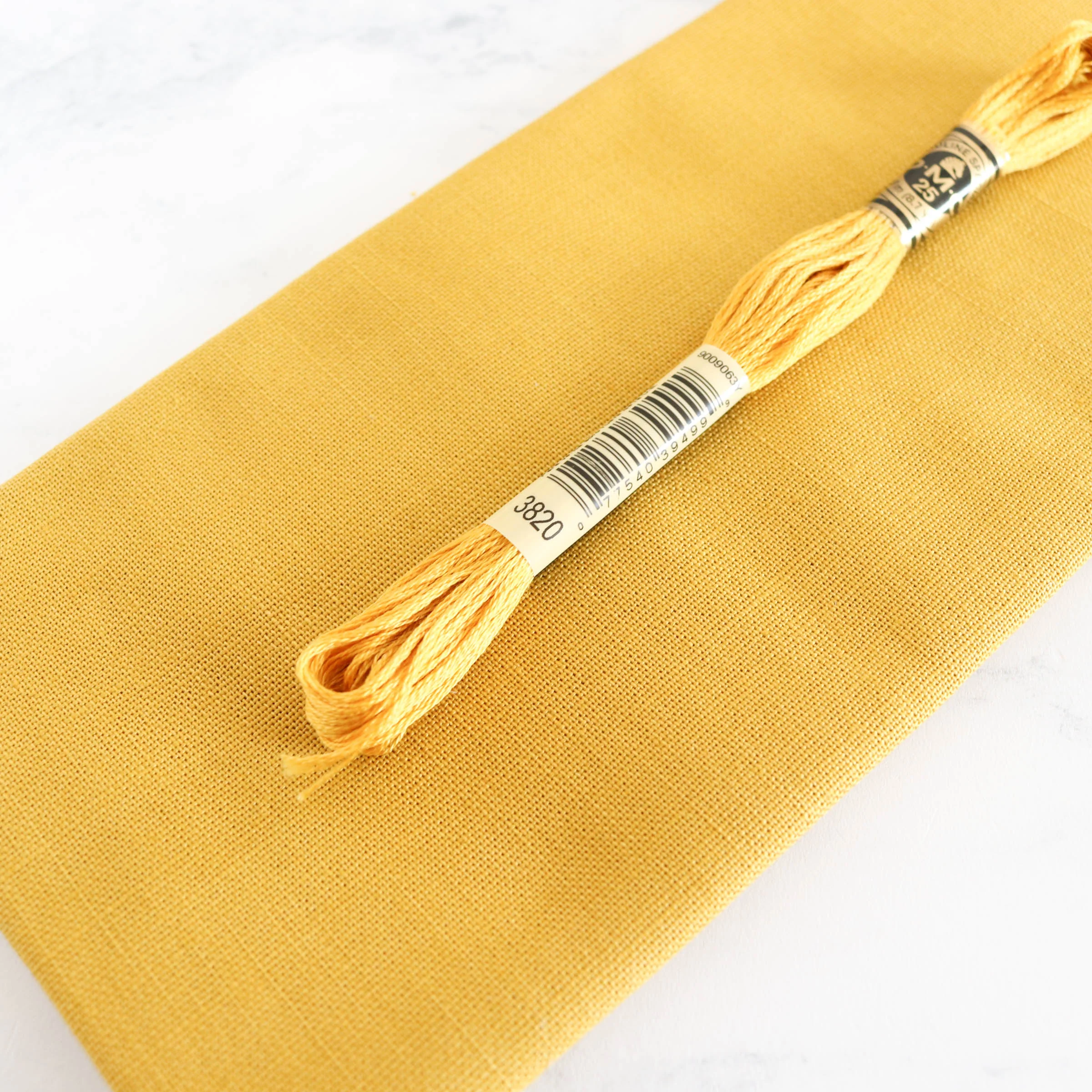 Cotton Hand Embroidery Fabric - Mustard - Image 5