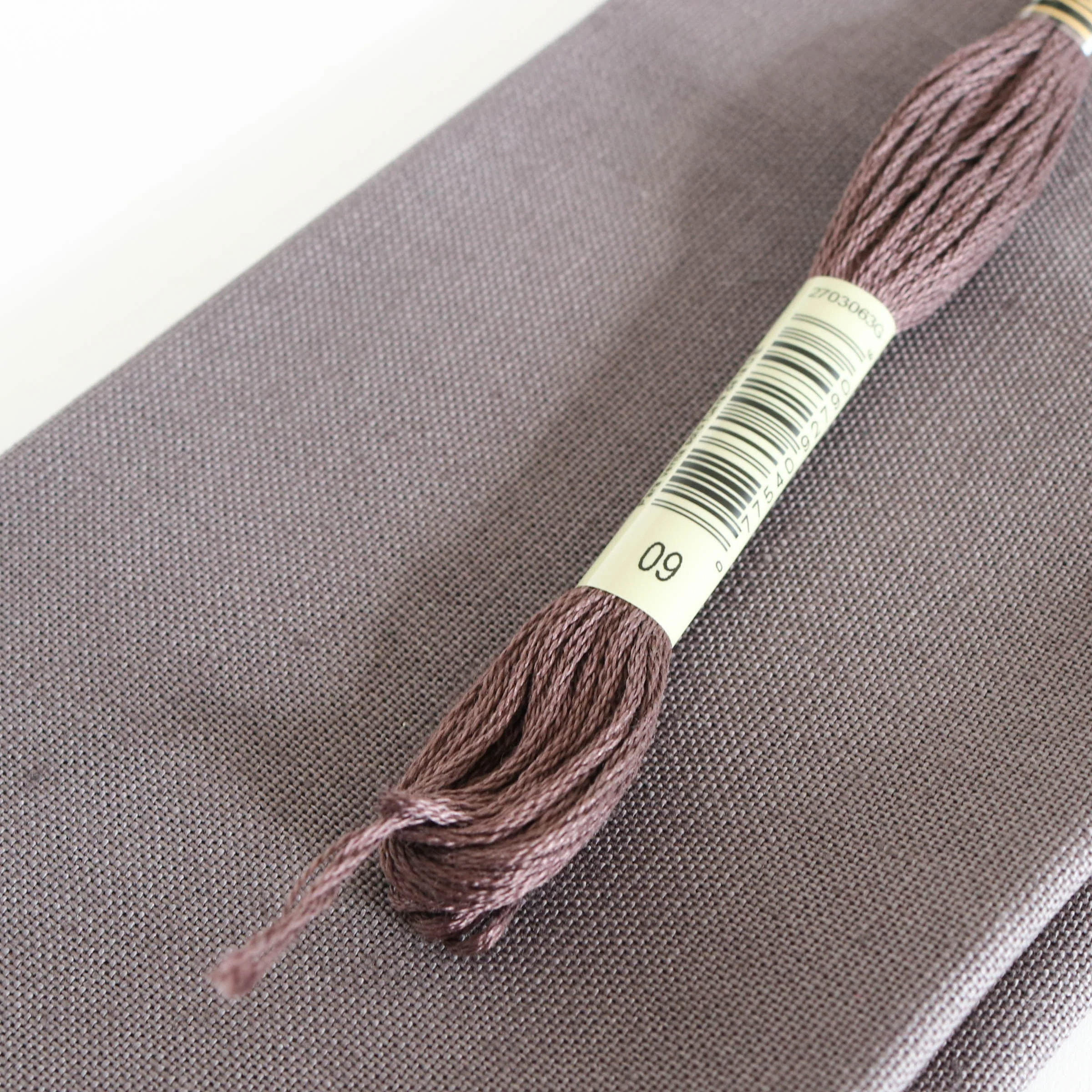 Cotton Hand Embroidery Fabric - Plum Gray - Image 5