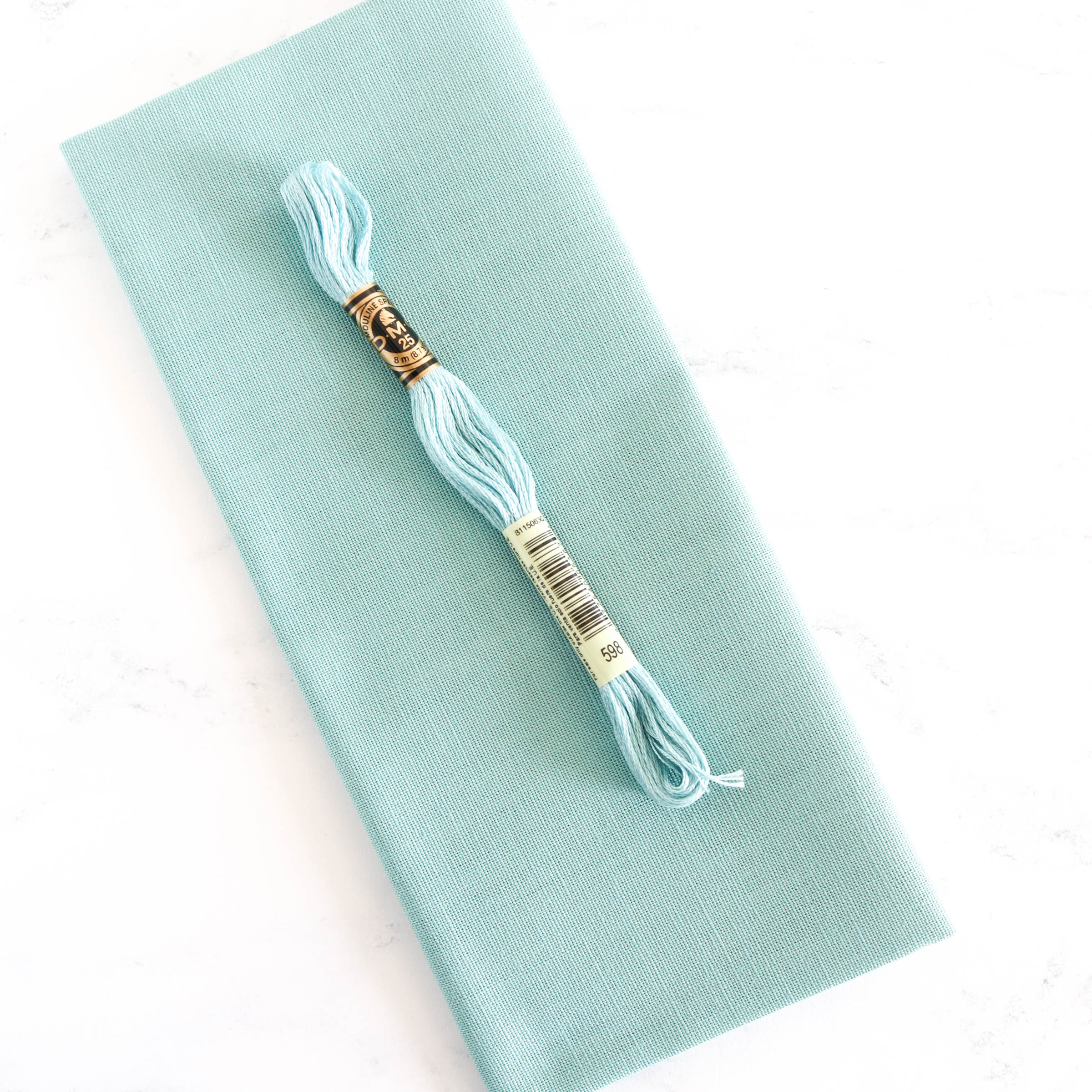 Cotton Hand Embroidery Fabric - Turquoise - Image 4