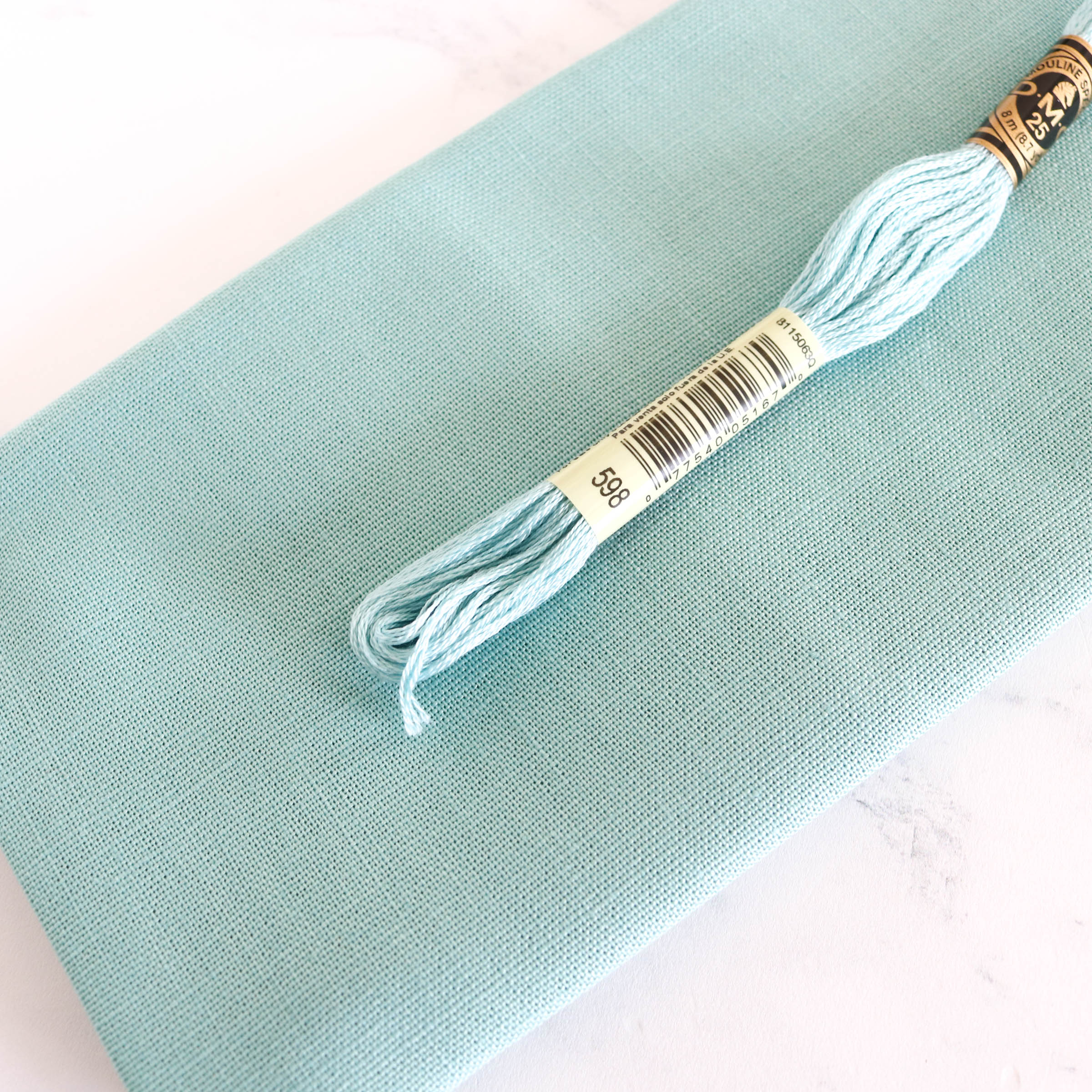 Cotton Hand Embroidery Fabric - Turquoise - Image 5