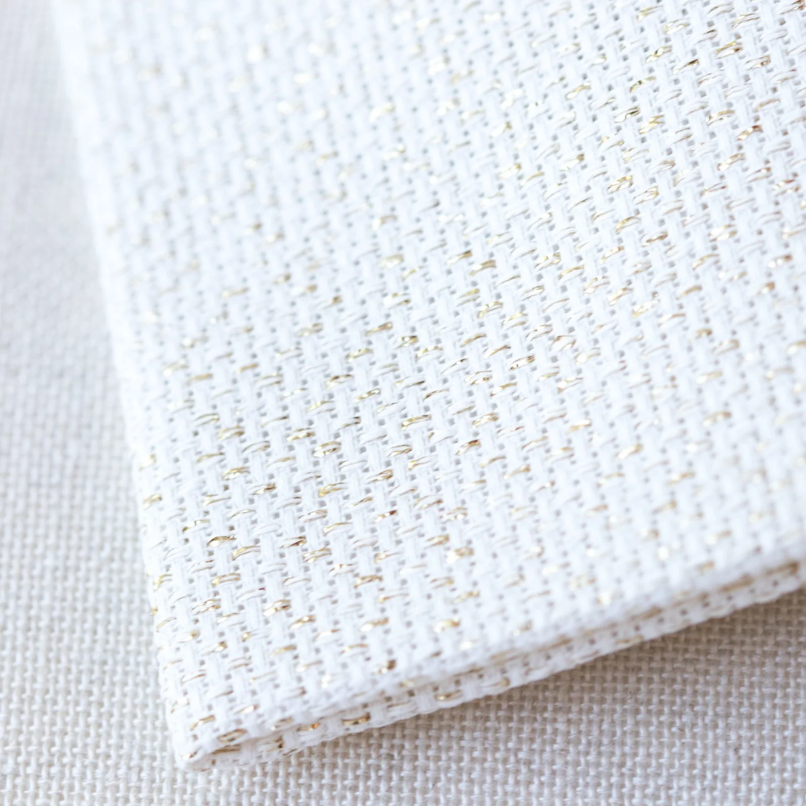 Cream and Gold Metallic Aida Cross Stitch Fabric - Image 3