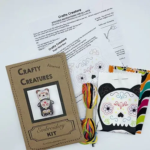 Day of the Dead Bear Hand Embroidery Kit - Image 2