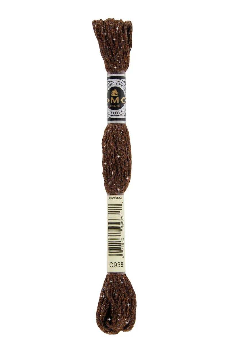 DMC C938 Mouliné Étoile Shimmer Embroidery Floss - Ultra Dark Coffee Brown - Image 2