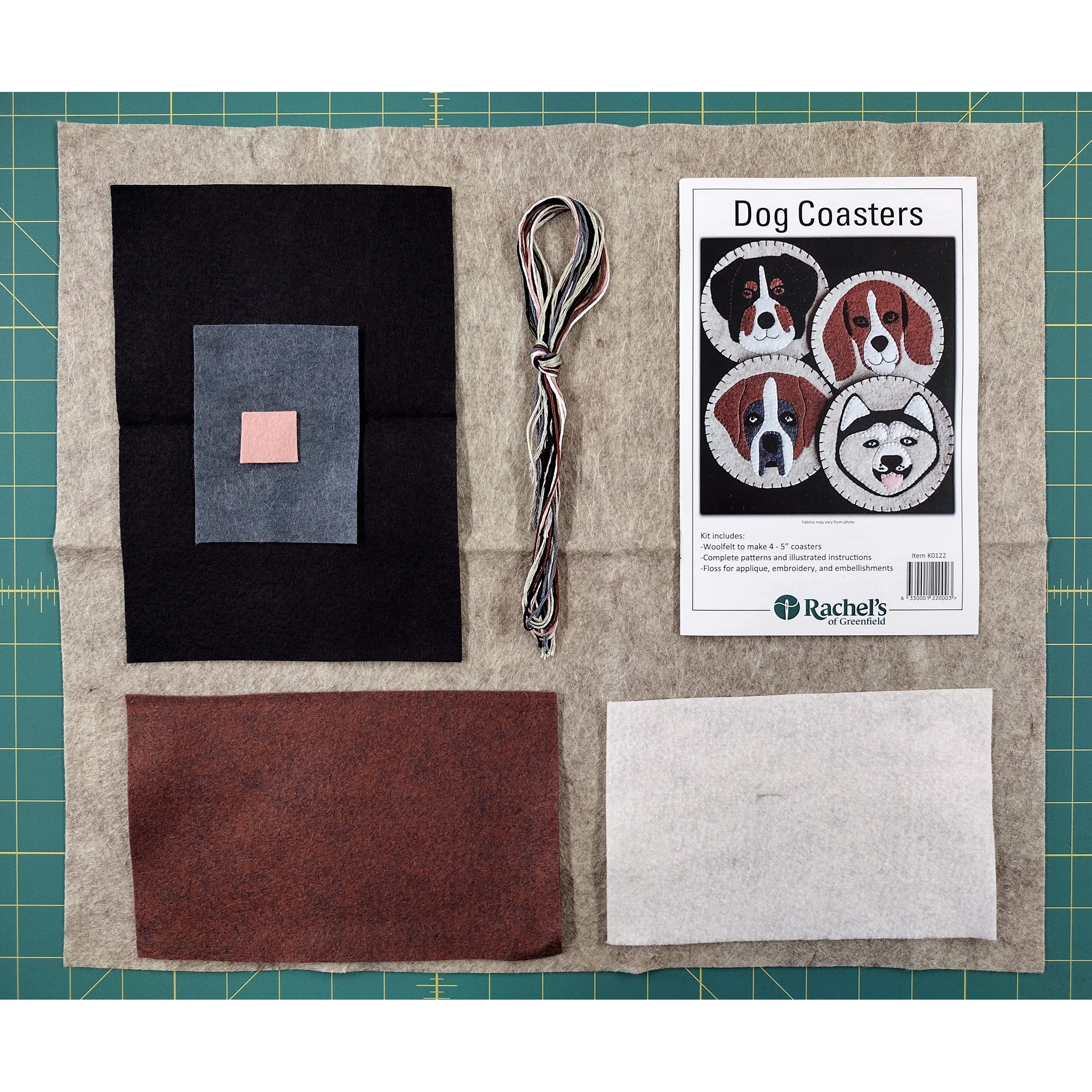 Dog Coaster Wool Felt Appliqué Kit - Image 2