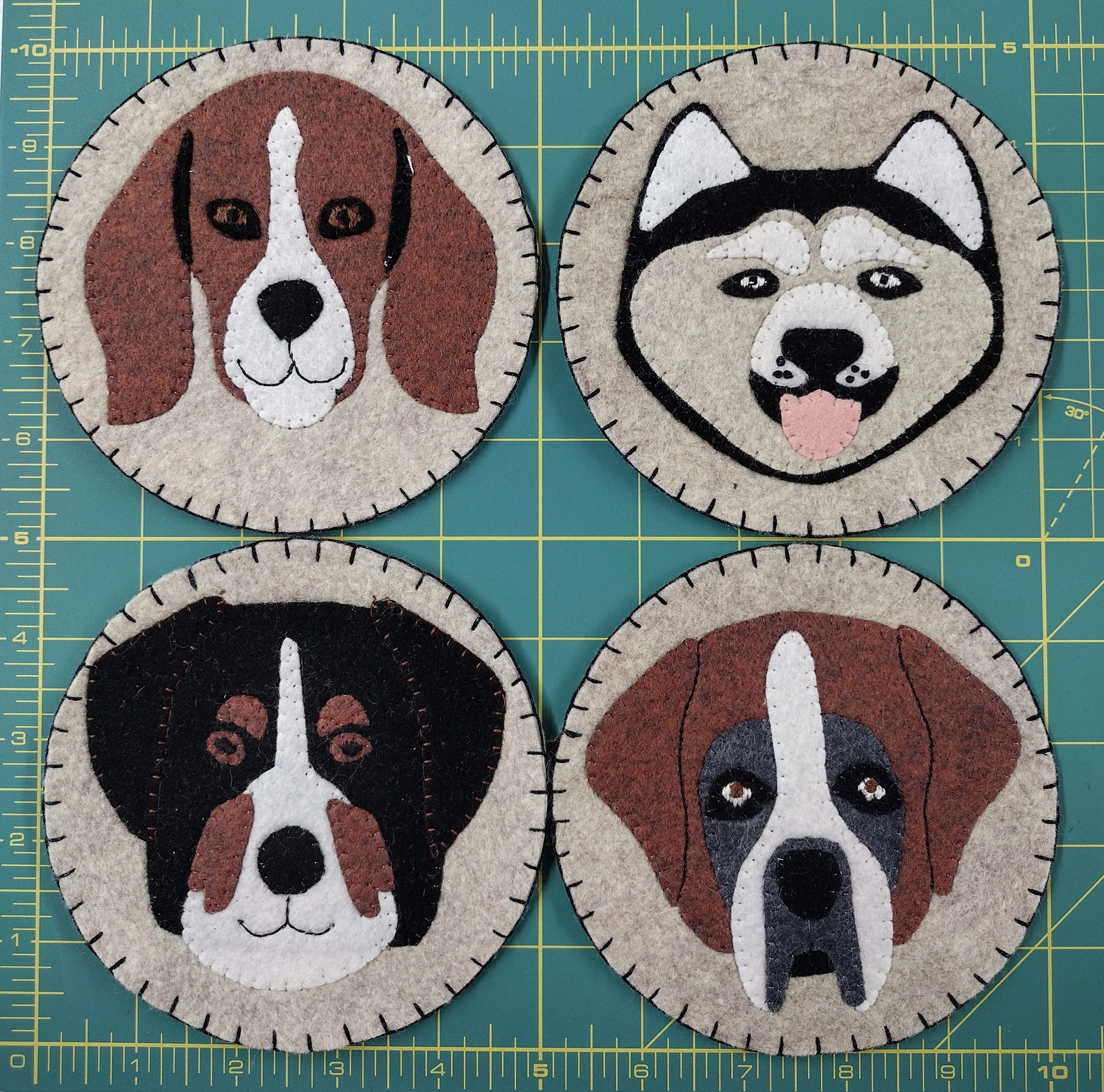 Dog Coaster Wool Felt Appliqué Kit - Image 5