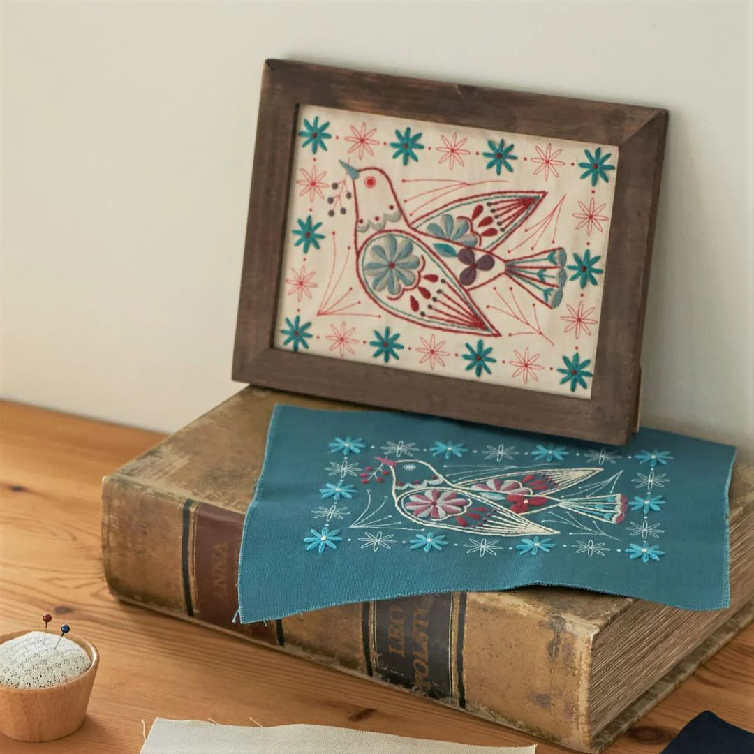 Dove With Flowers Hand Embroidery Kit - Ivory - Image 3