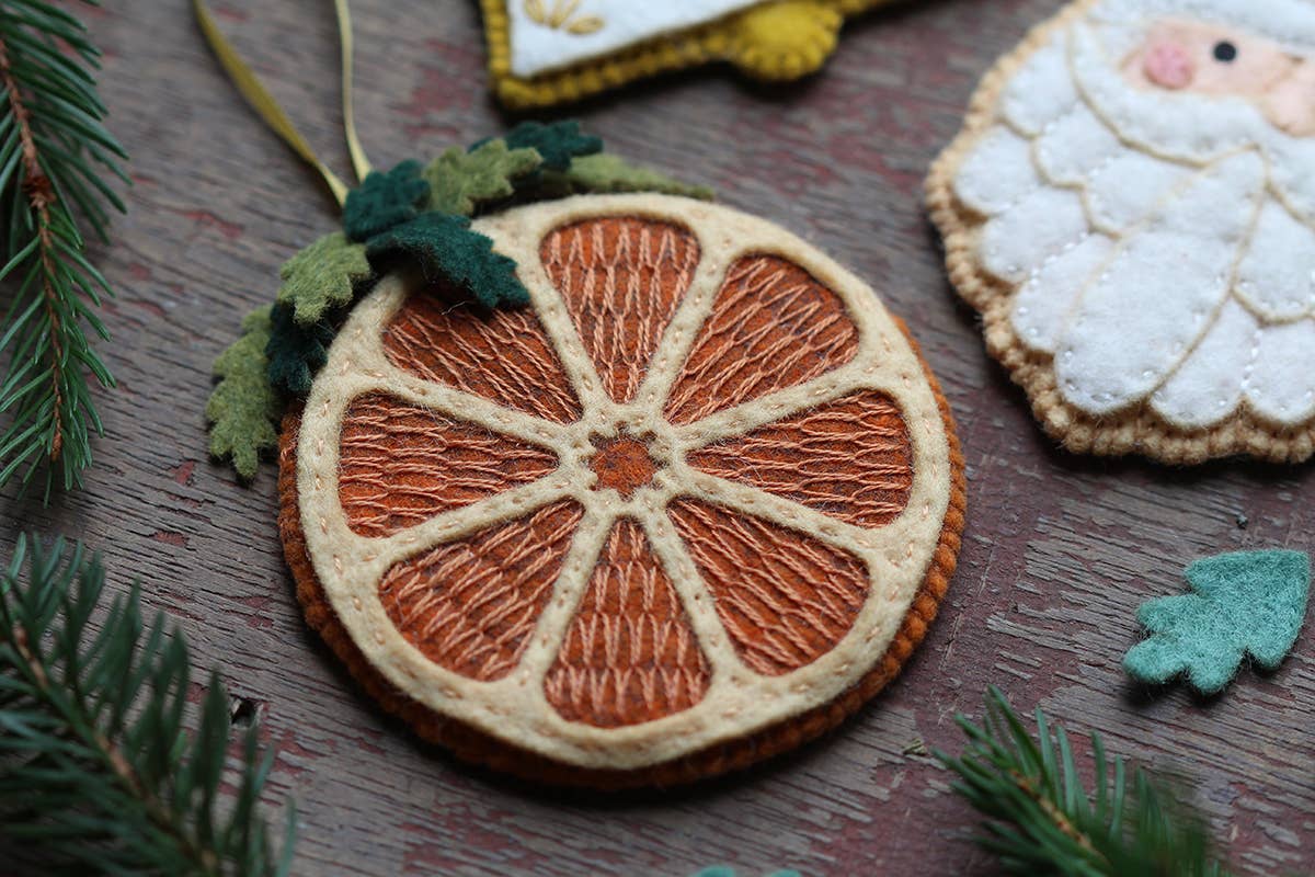 Hand Embroidered Felt Ornament Kit - Dried Orange - Image 4