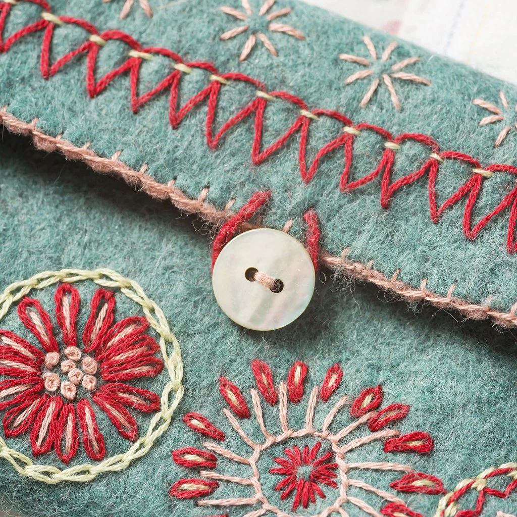 Hand Embroidered Felt Sewing Pouch Kit - Image 3