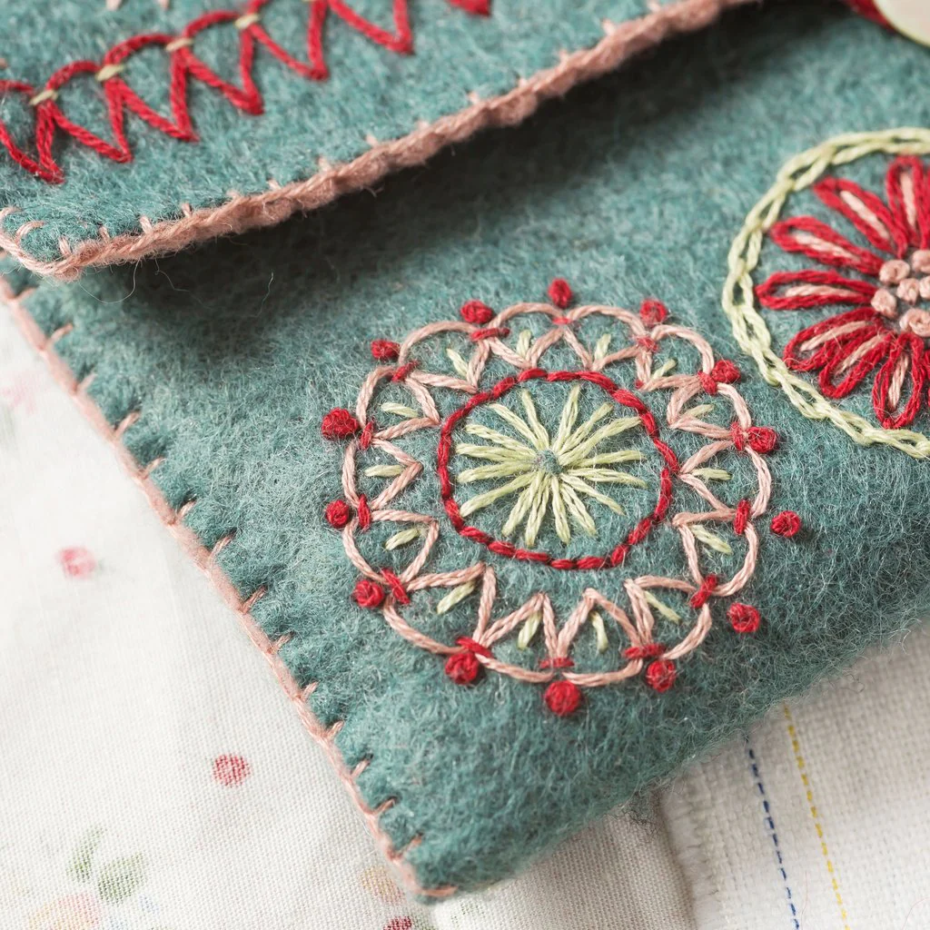 Hand Embroidered Felt Sewing Pouch Kit - Image 4