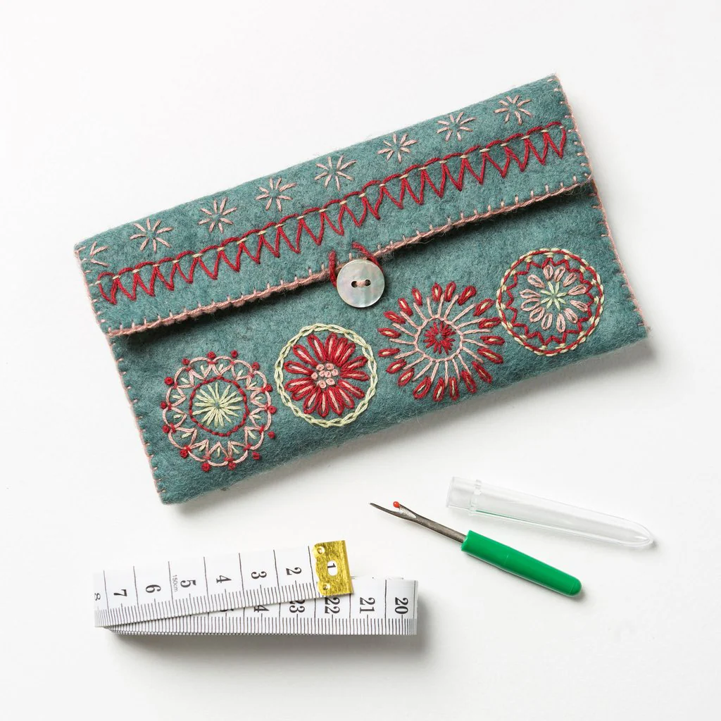 Hand Embroidered Felt Sewing Pouch Kit - Image 5