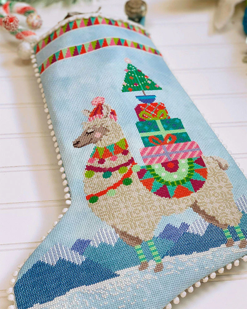 Fa-La-La-Llama Christmas Stocking Cross Stitch Pattern - Image 2