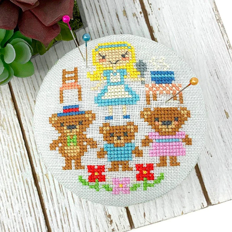 Fairy Tale Pincushion Cross Stitch Pattern - Goldilocks - Image 2