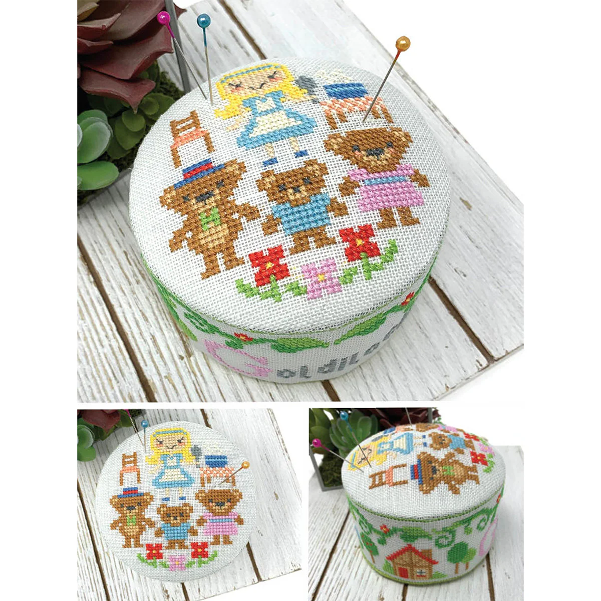 Fairy Tale Pincushion Cross Stitch Pattern - Goldilocks - Image 4