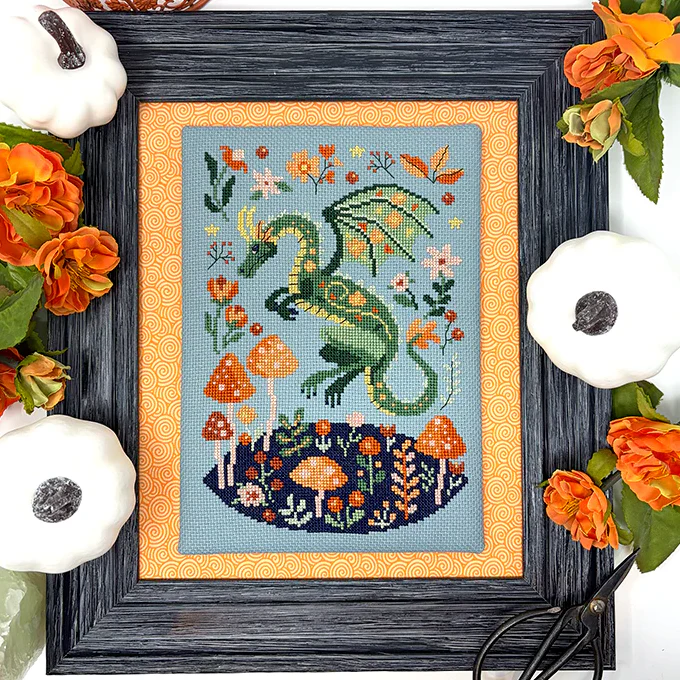 Fall Folk Dragon Cross Stitch Pattern