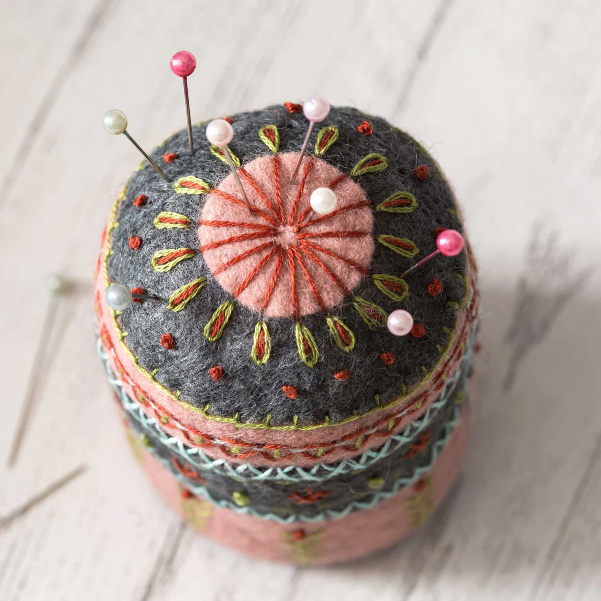 Hand Embroidered Felt Pincushion Kit - Image 3