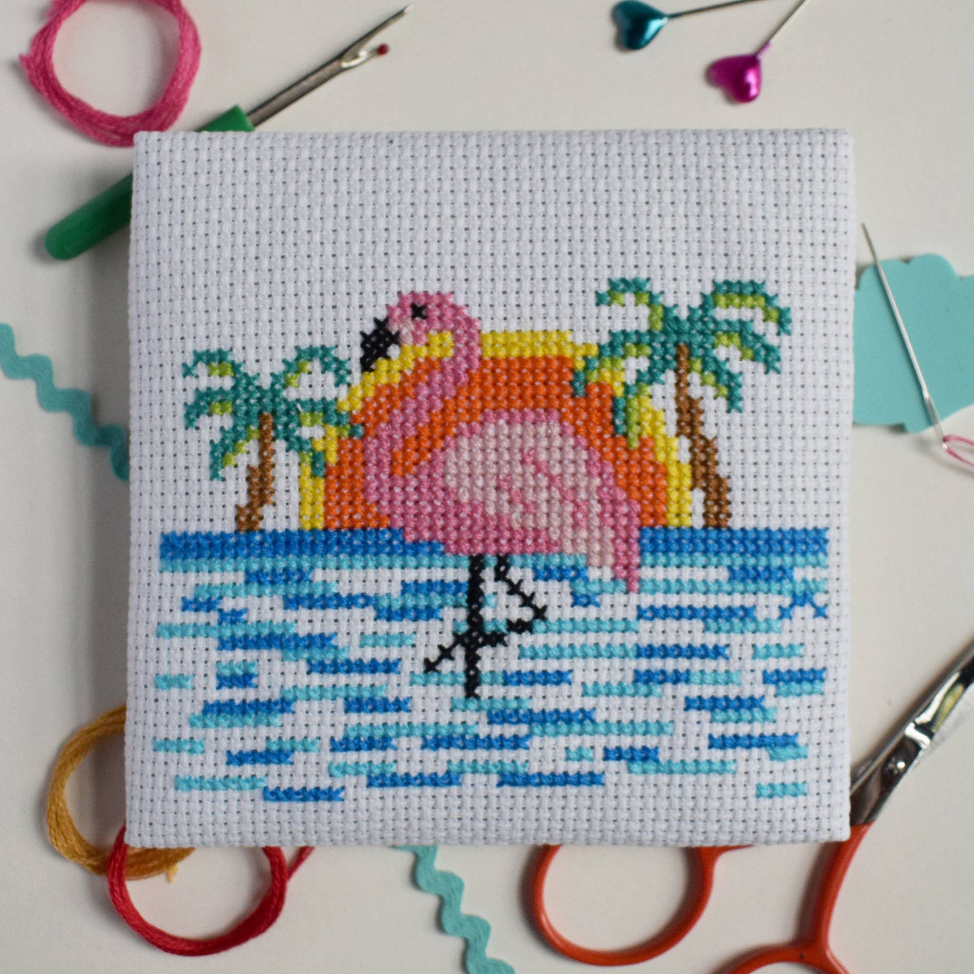 Flamingo Beach Mini Cross Stitch Kit - Image 3
