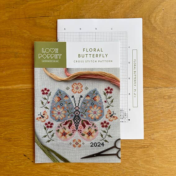 Floral Butterfly Cross Stitch Pattern - Image 2