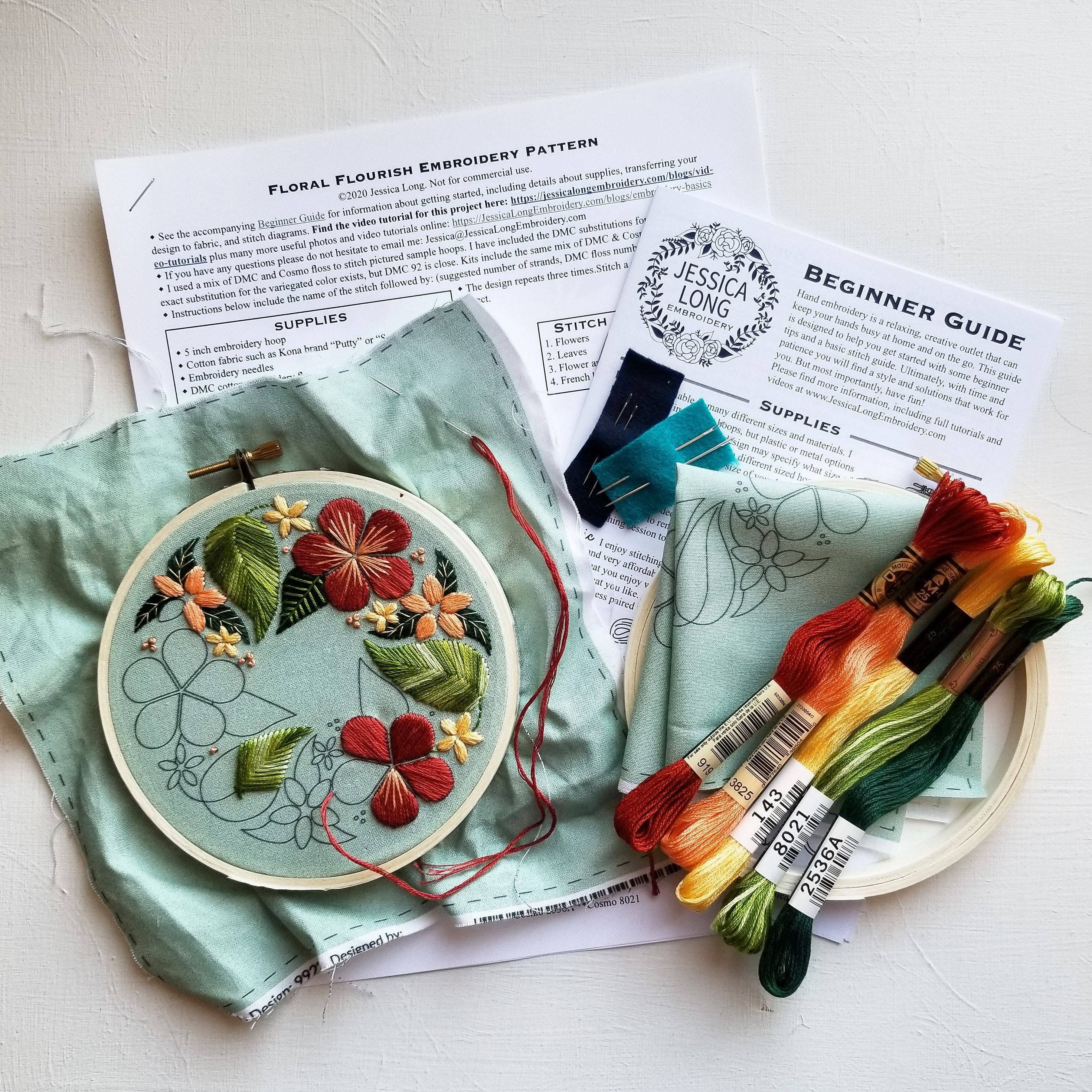Floral Flourish Hand Embroidery Kit - Image 2
