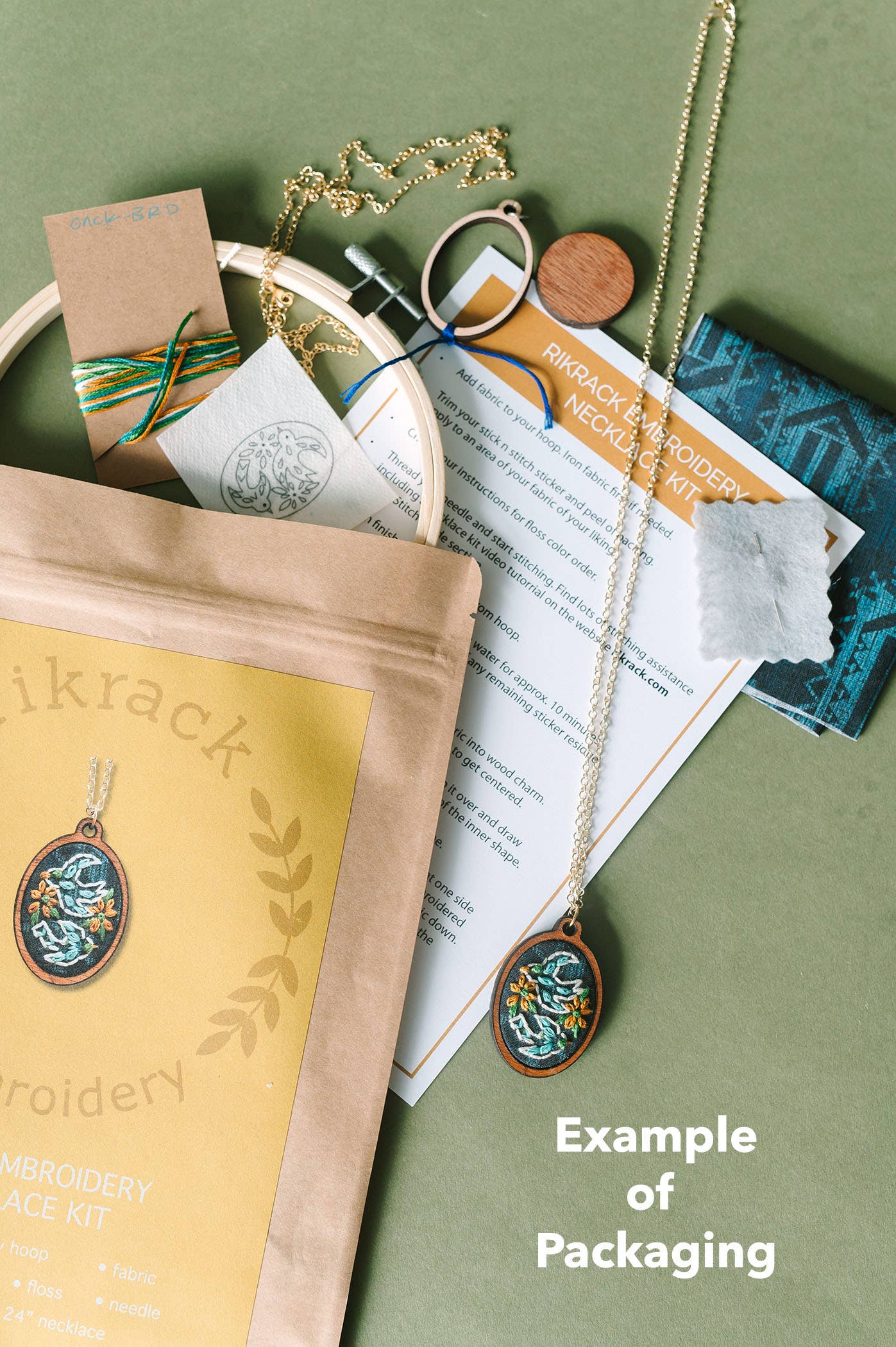 Hand Embroidery Necklace Kit - Round Flowers - Image 6