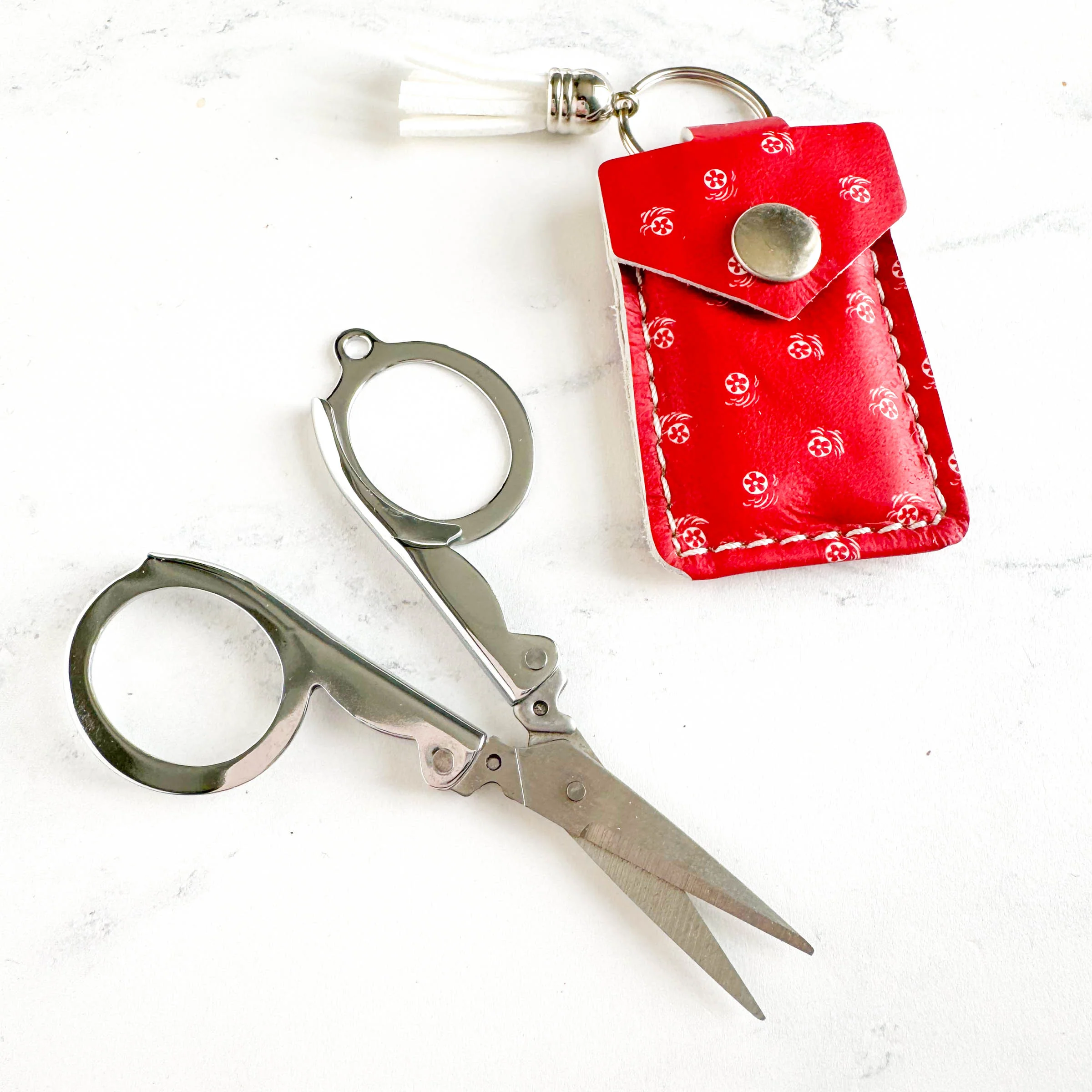 Folding Scissors with Leather Pouch - Prairie