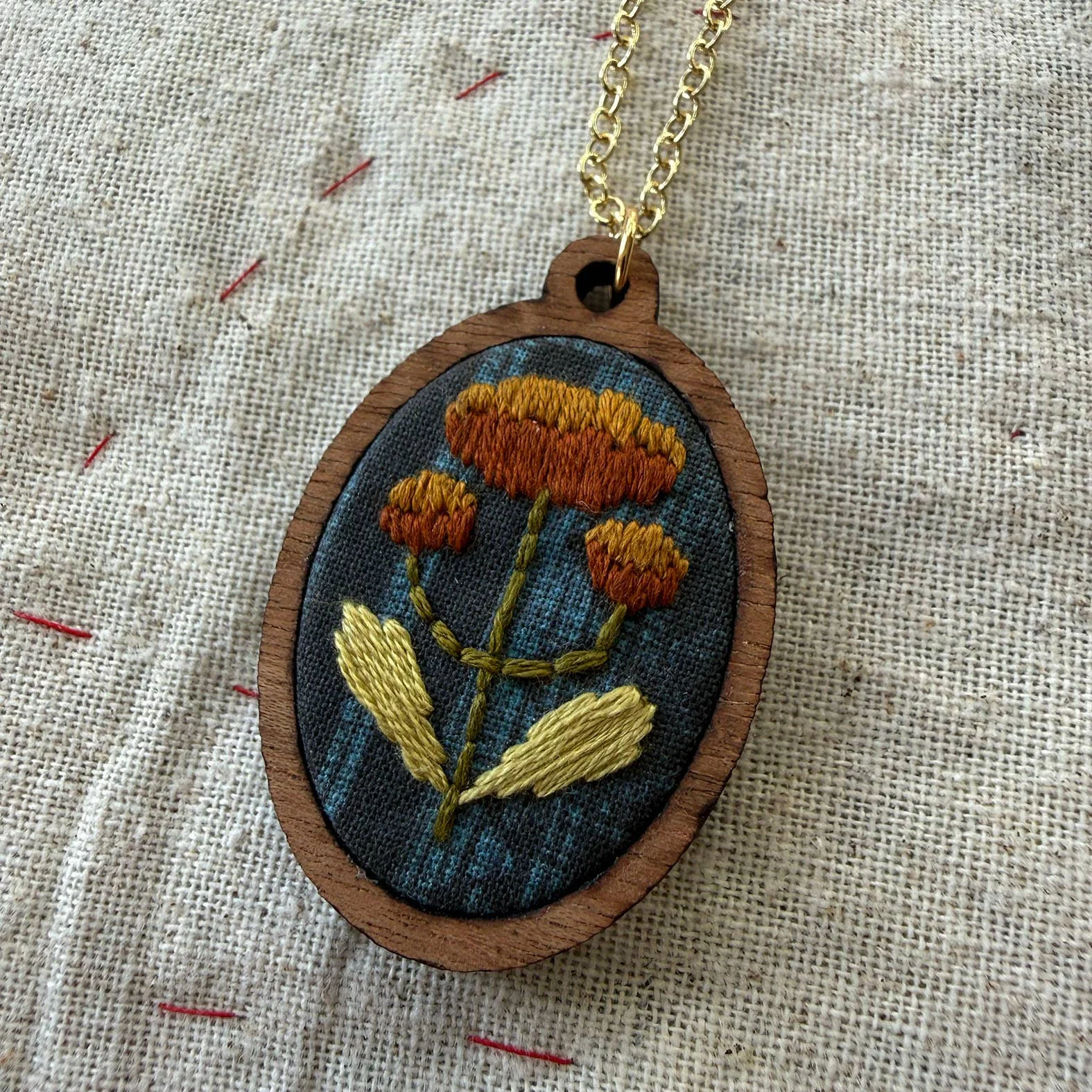 Hand Embroidery Necklace Kit - Folk Flowers - Image 2