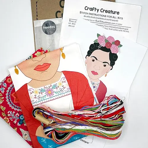 Frida Kahlo Stuffie Hand Embroidery Kit - Image 2
