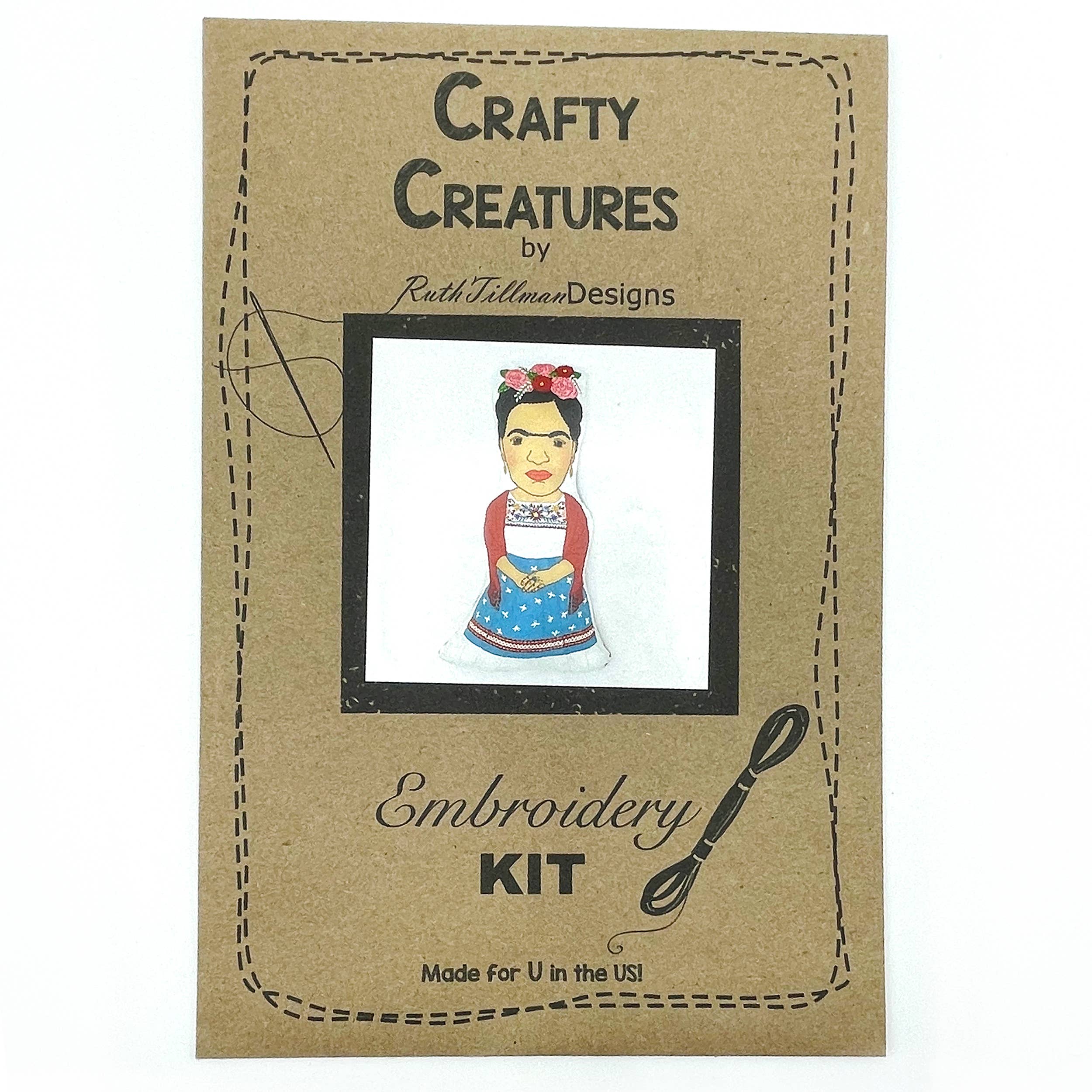 Frida Kahlo Stuffie Hand Embroidery Kit - Image 6
