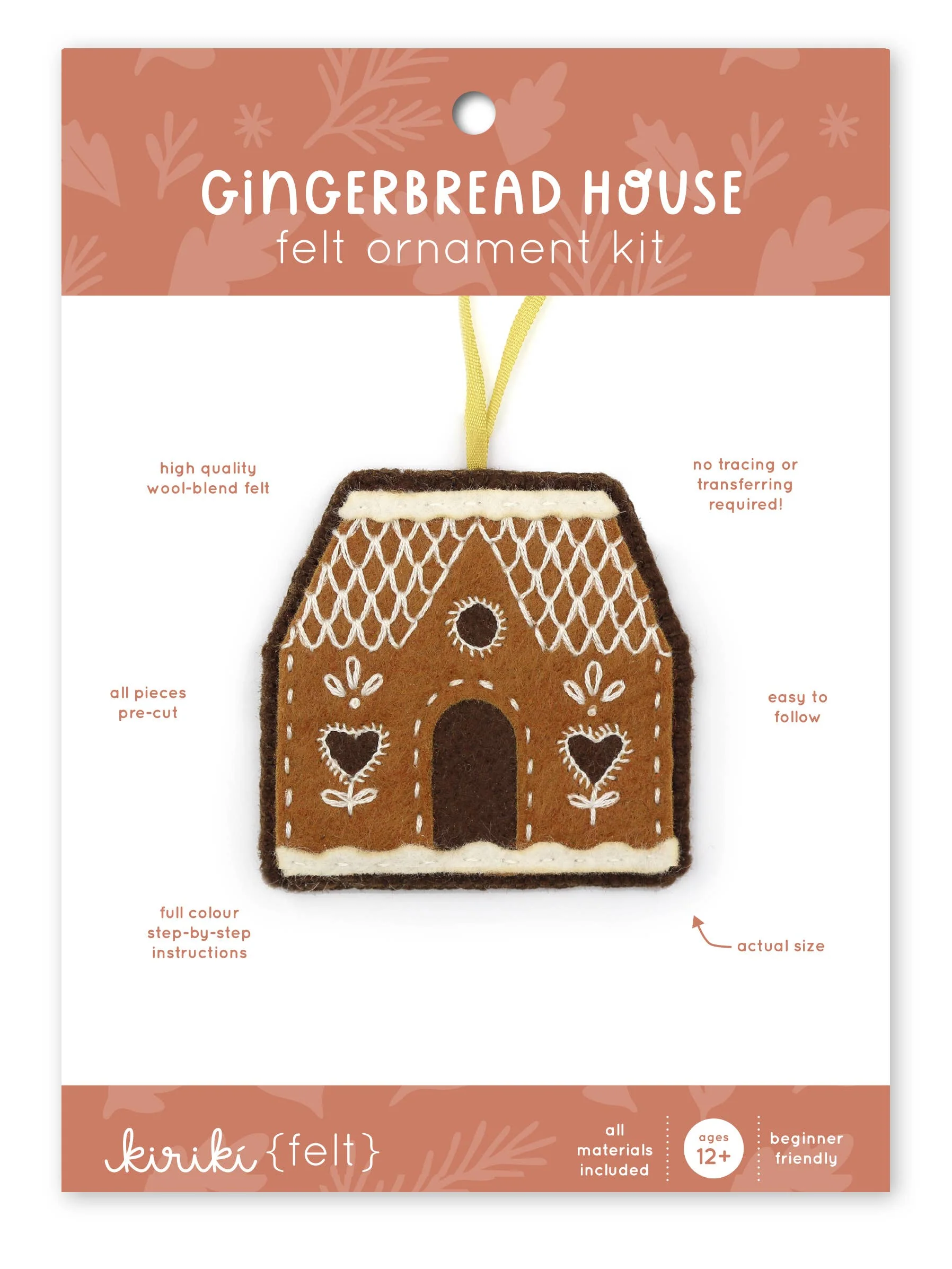Hand Embroidered Felt Ornament Kit - Gingerbread House - Image 2