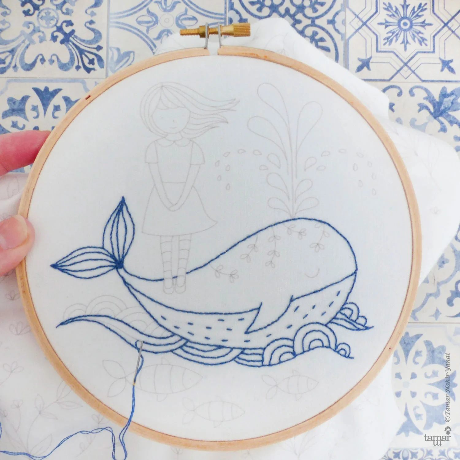 Girl and a Whale Hand Embroidery Kit - Image 3