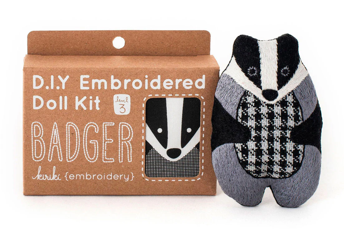 Hand Embroidered Plushie Doll Kit - Badger - Image 3