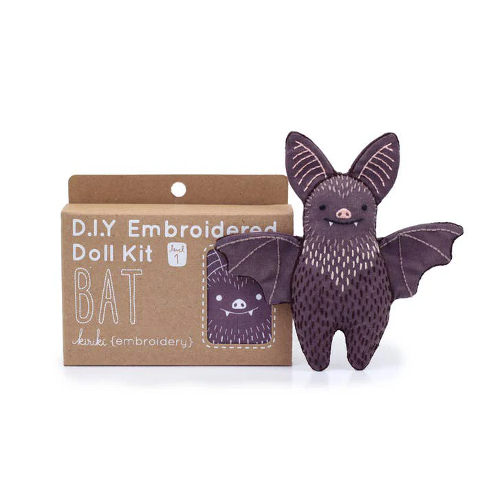 Hand Embroidered Plushie Doll Kit - Bat - Image 3