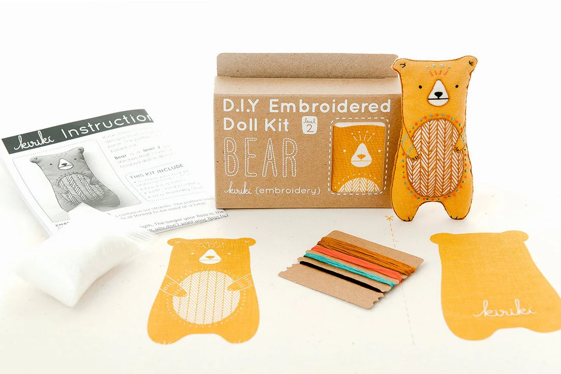 Hand Embroidered Plushie Doll Kit - Bear - Image 3
