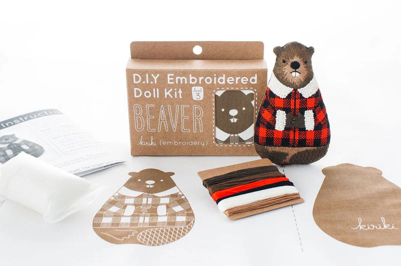 Hand Embroidered Plushie Doll Kit - Beaver - Image 3